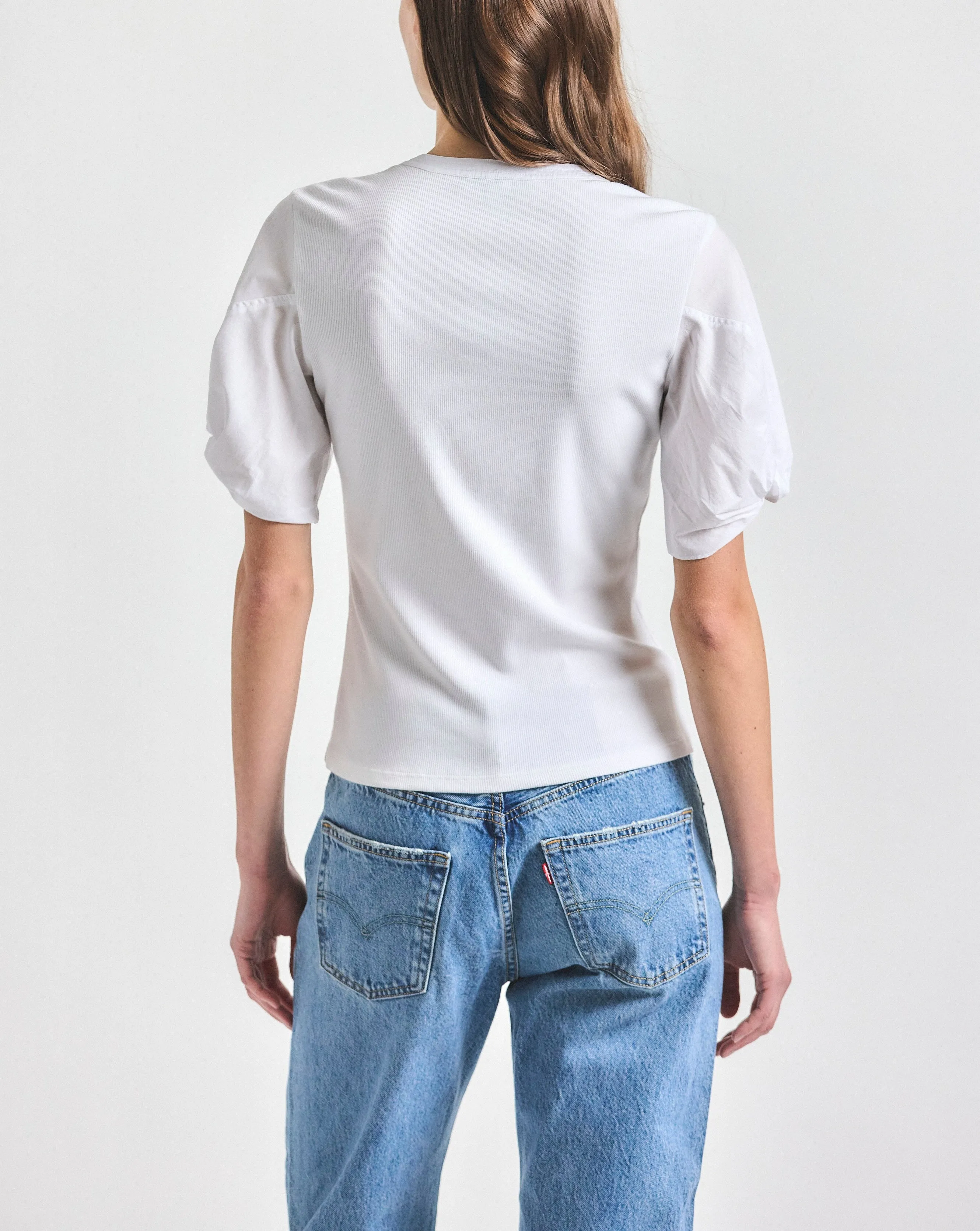 Fallon Mixed Media Tee - White sold by Derek Lam product image thumbnail 4
