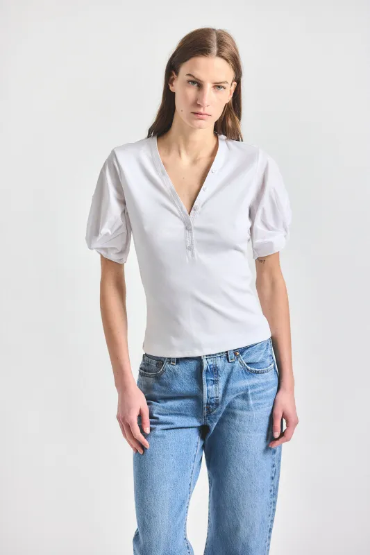 Fallon Mixed Media Tee - White made by Derek Lam