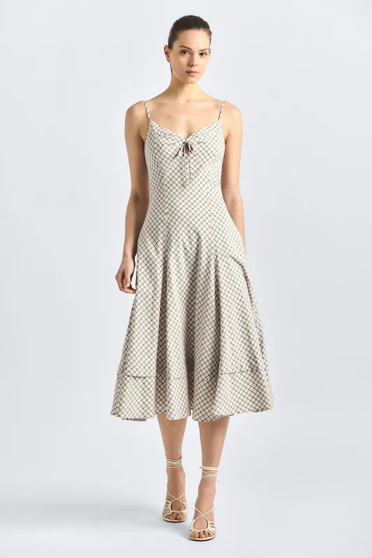 Sable Keyhole Front Dress - Army Green Plaid made by Derek Lam