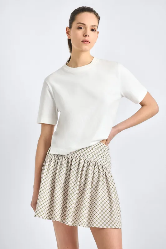 Wallis Skirt - Army Green Plaid made by Derek Lam