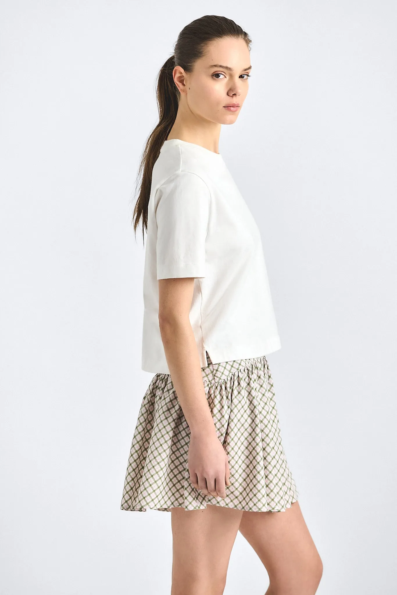 Wallis Skirt - Army Green Plaid sold by Derek Lam product image thumbnail 3