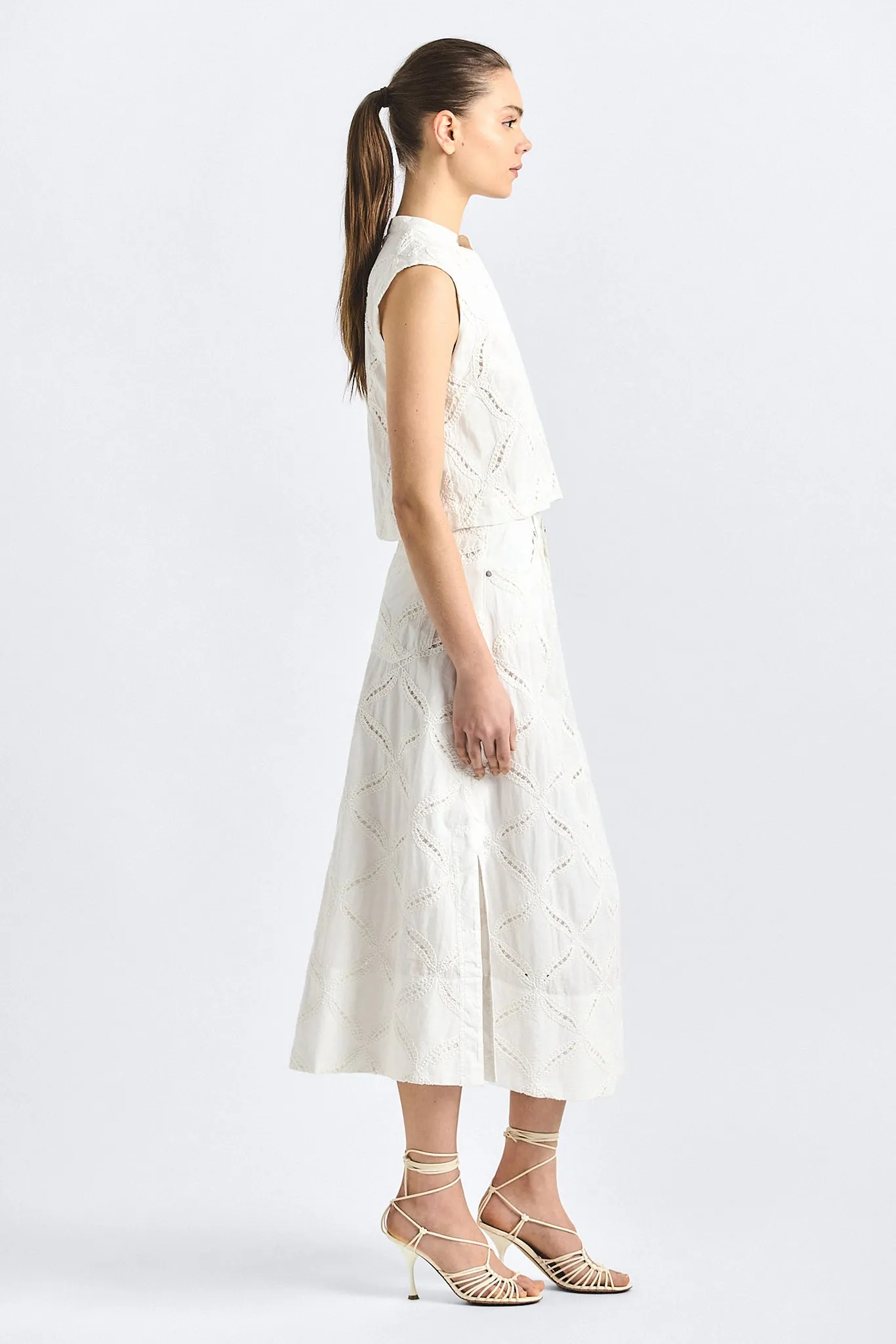 Nydia Midi Skirt - White sold by Derek Lam product image thumbnail 4