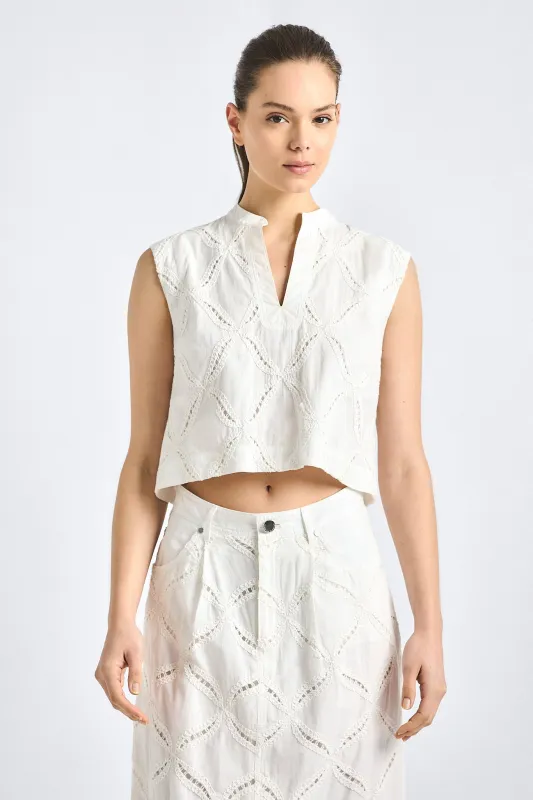 Tilda Sleeveless Top - White made by Derek Lam