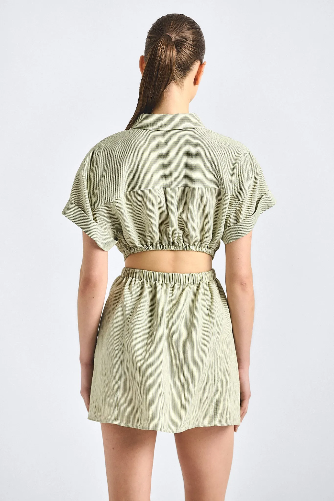 Alba Open Back Shirt Dress - Fatigue Stripe sold by Derek Lam product image thumbnail 5