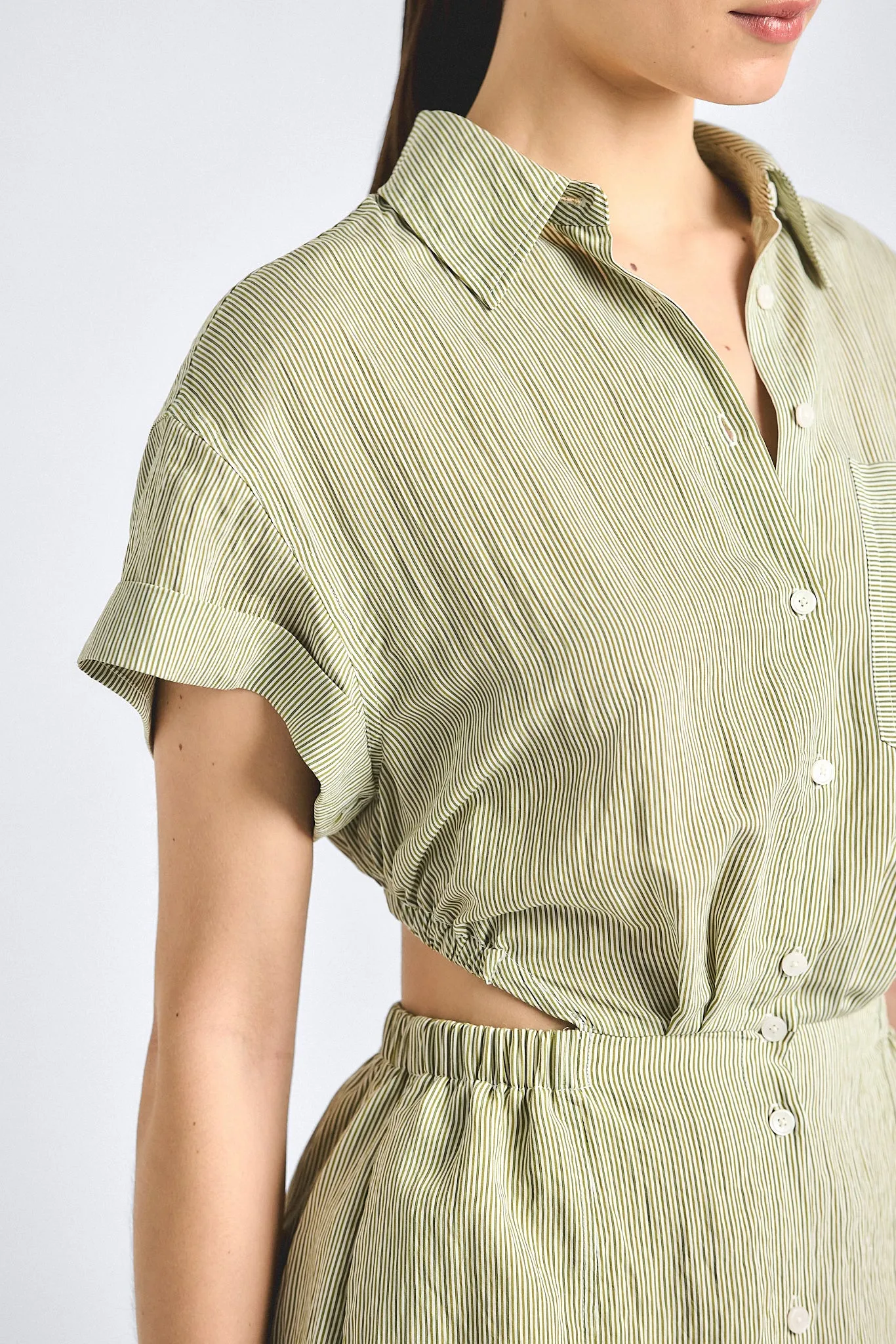 Alba Open Back Shirt Dress - Fatigue Stripe sold by Derek Lam product image thumbnail 3