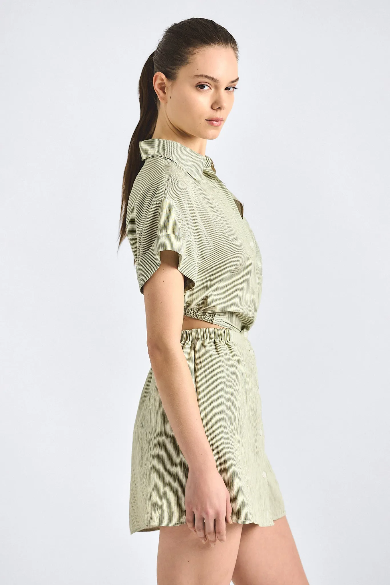 Alba Open Back Shirt Dress - Fatigue Stripe sold by Derek Lam product image thumbnail 4