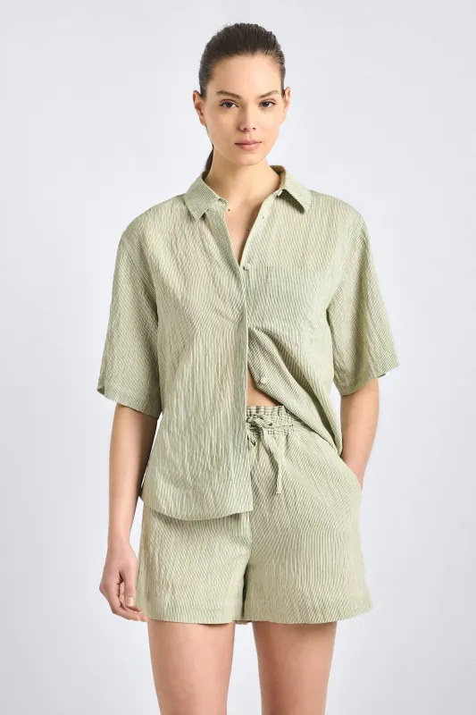 Belen Pull On Short - Fatigue Stripe made by Derek Lam
