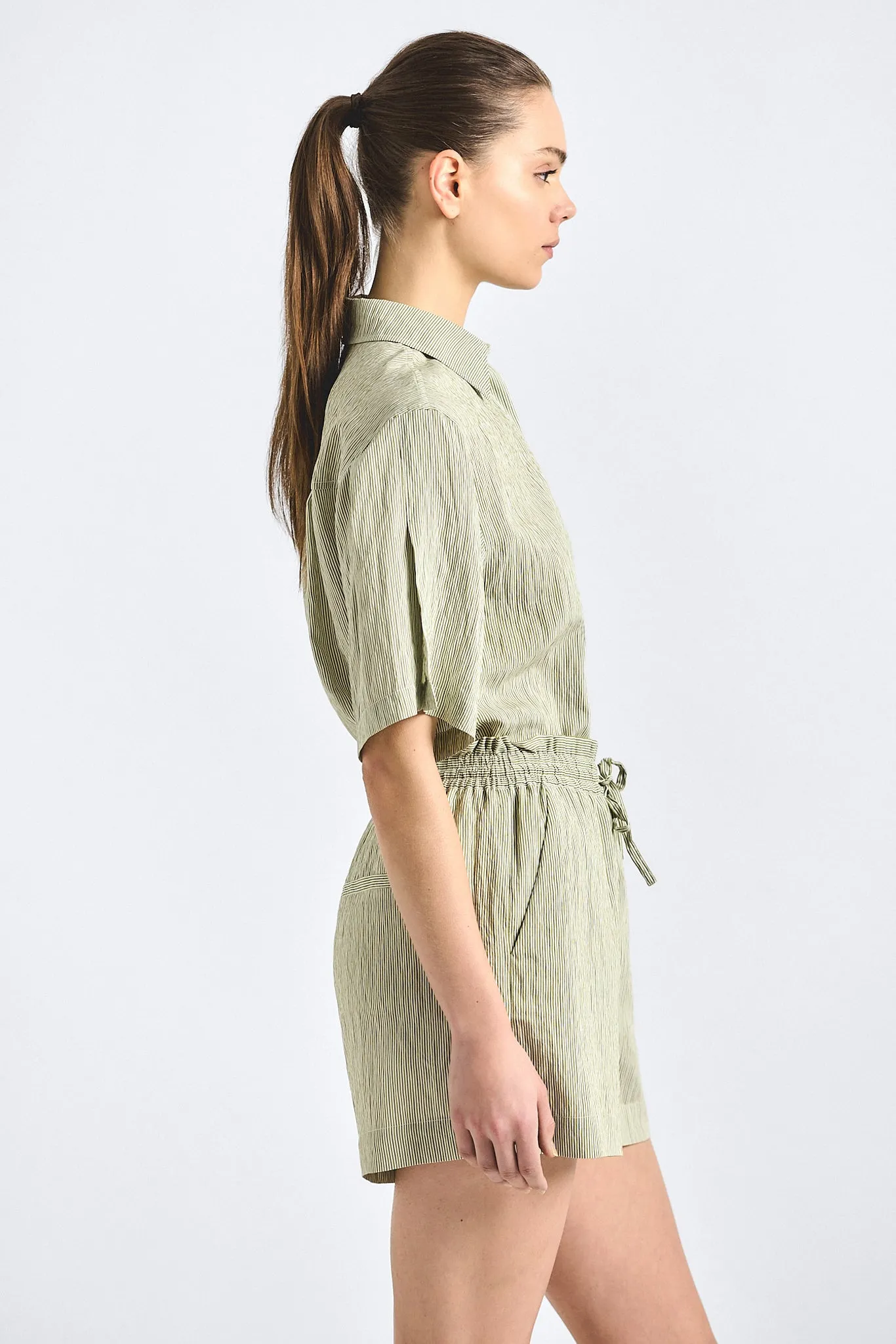 Belen Pull On Short - Fatigue Stripe sold by Derek Lam product image thumbnail 4