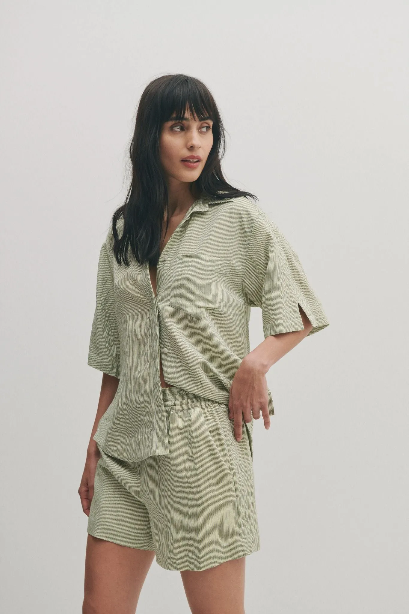 Belen Pull On Short - Fatigue Stripe sold by Derek Lam product image thumbnail 2