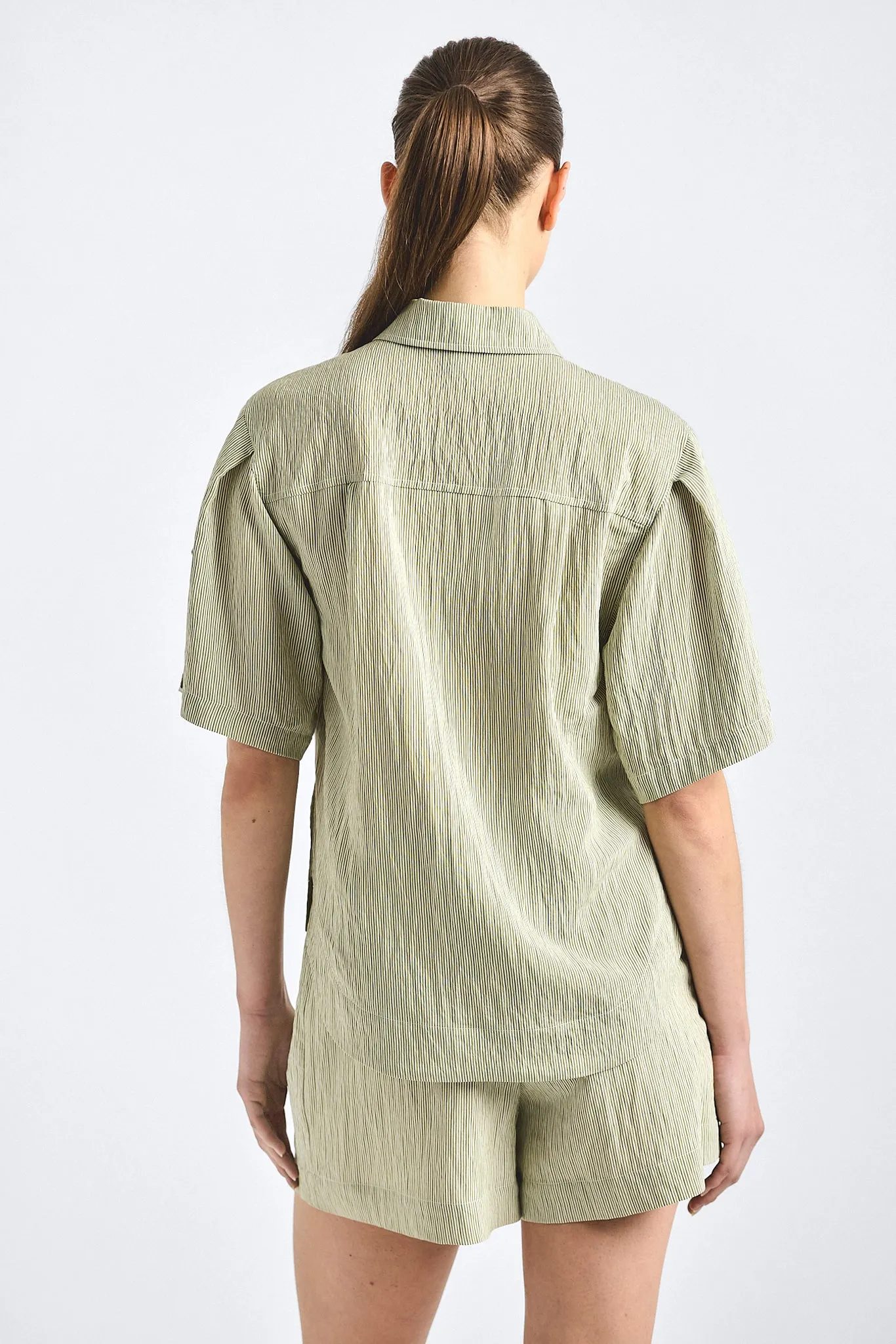 Keaton Split Sleeve Button Front - Fatigue Stripe sold by Derek Lam product image thumbnail 5