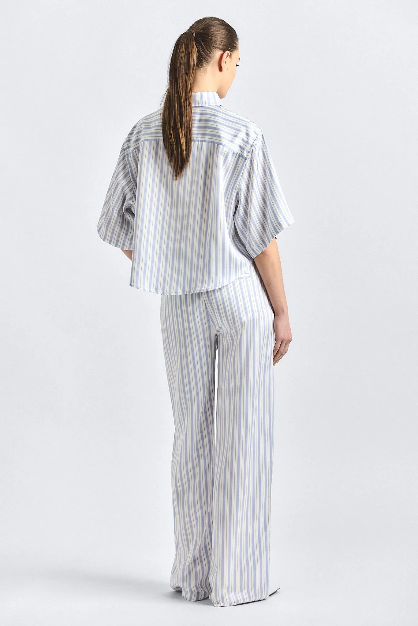 Aurely Wide Leg Pant - Lisbon Blue Stripe sold by Derek Lam product image thumbnail 4