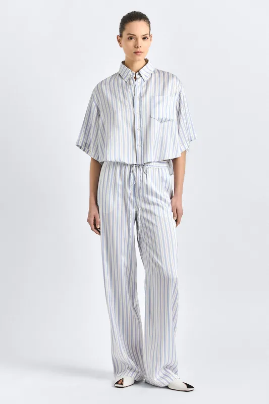 Aurely Wide Leg Pant - Lisbon Blue Stripe made by Derek Lam