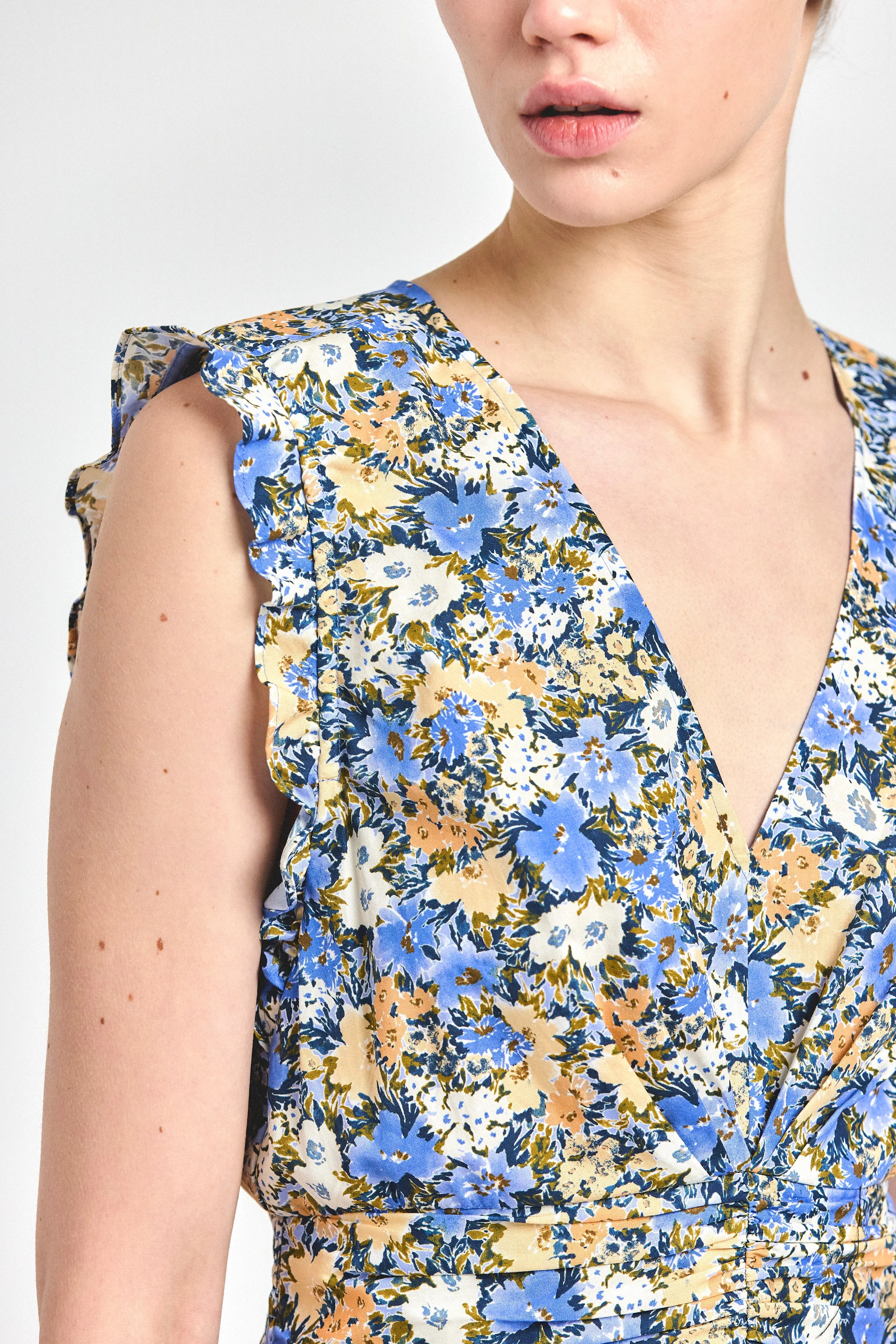 Kris Sleeveless Mini Dress - Blue Tan Bloom sold by Derek Lam product image thumbnail 2