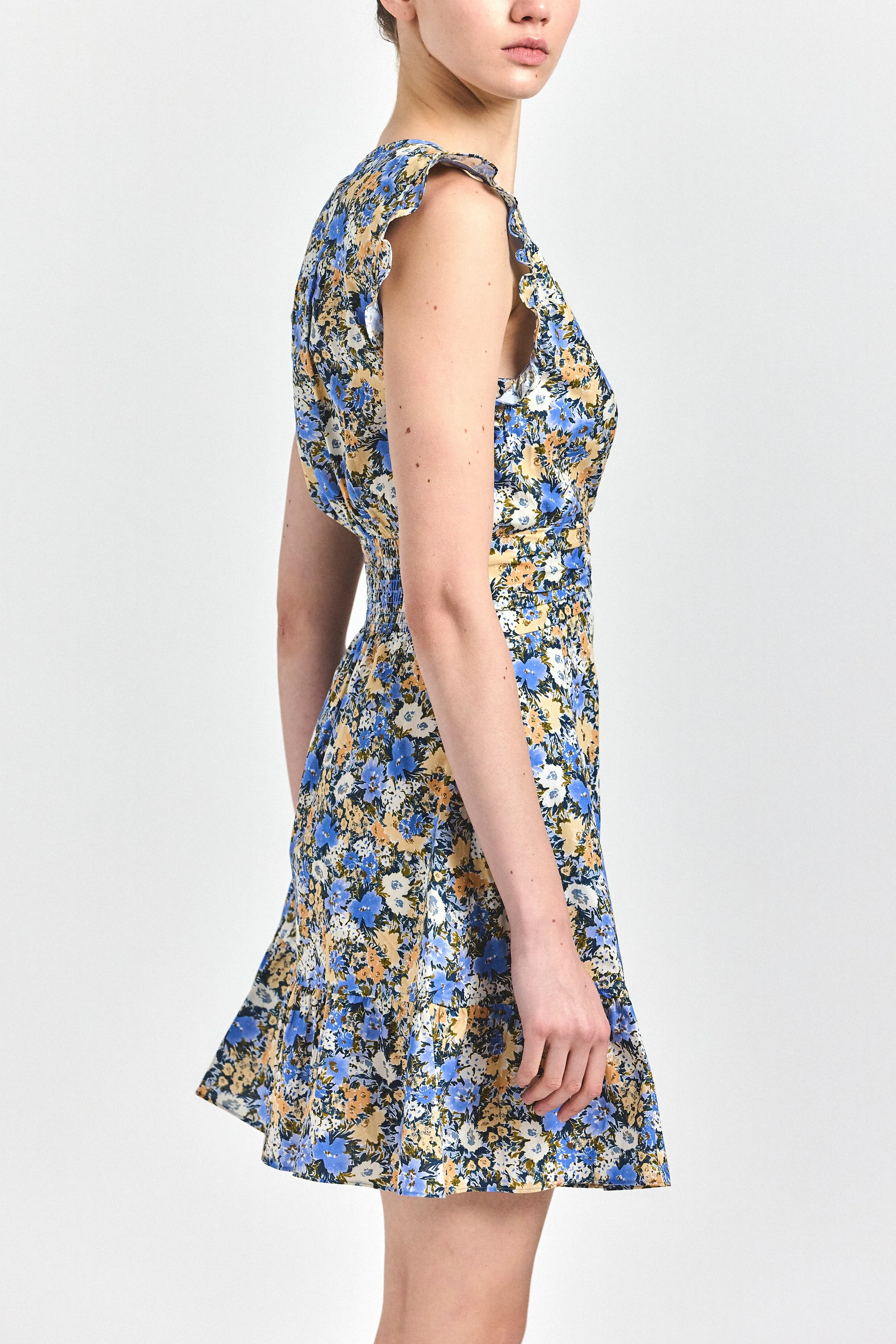Kris Sleeveless Mini Dress - Blue Tan Bloom sold by Derek Lam product image thumbnail 3