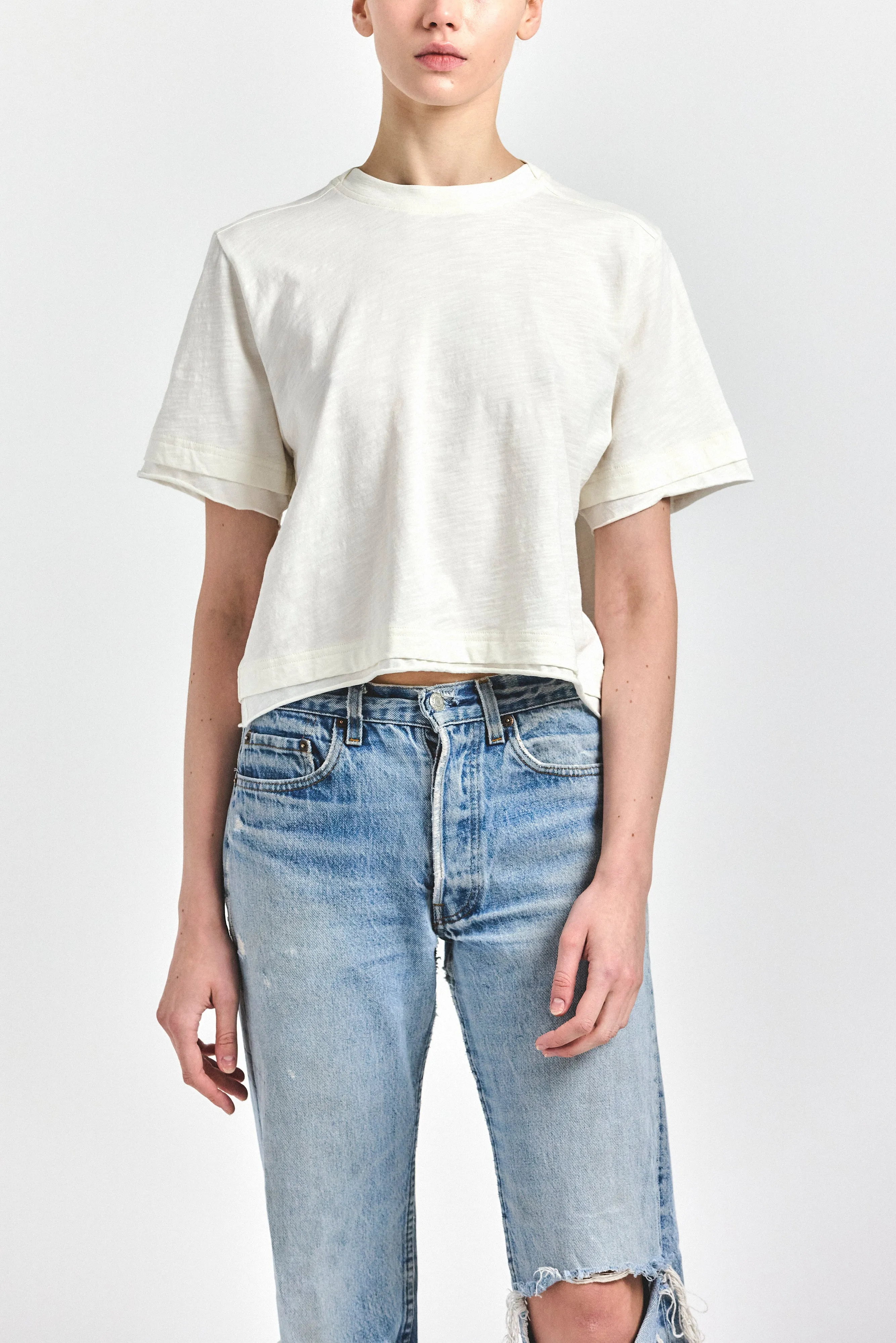 Generra Slub Jersey Crew Neck - Porcelain sold by Derek Lam