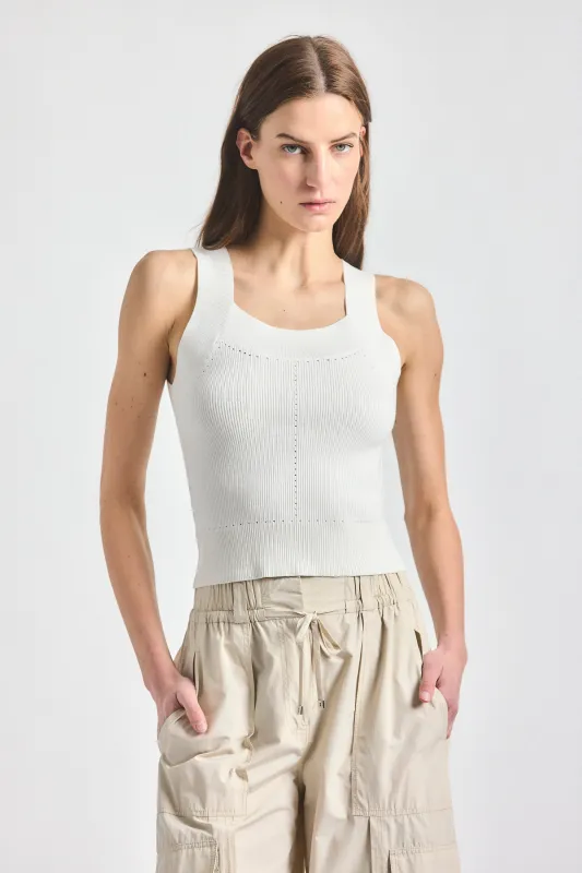Dakota Compact Knit Tank Top - Marshmallow made by Derek Lam