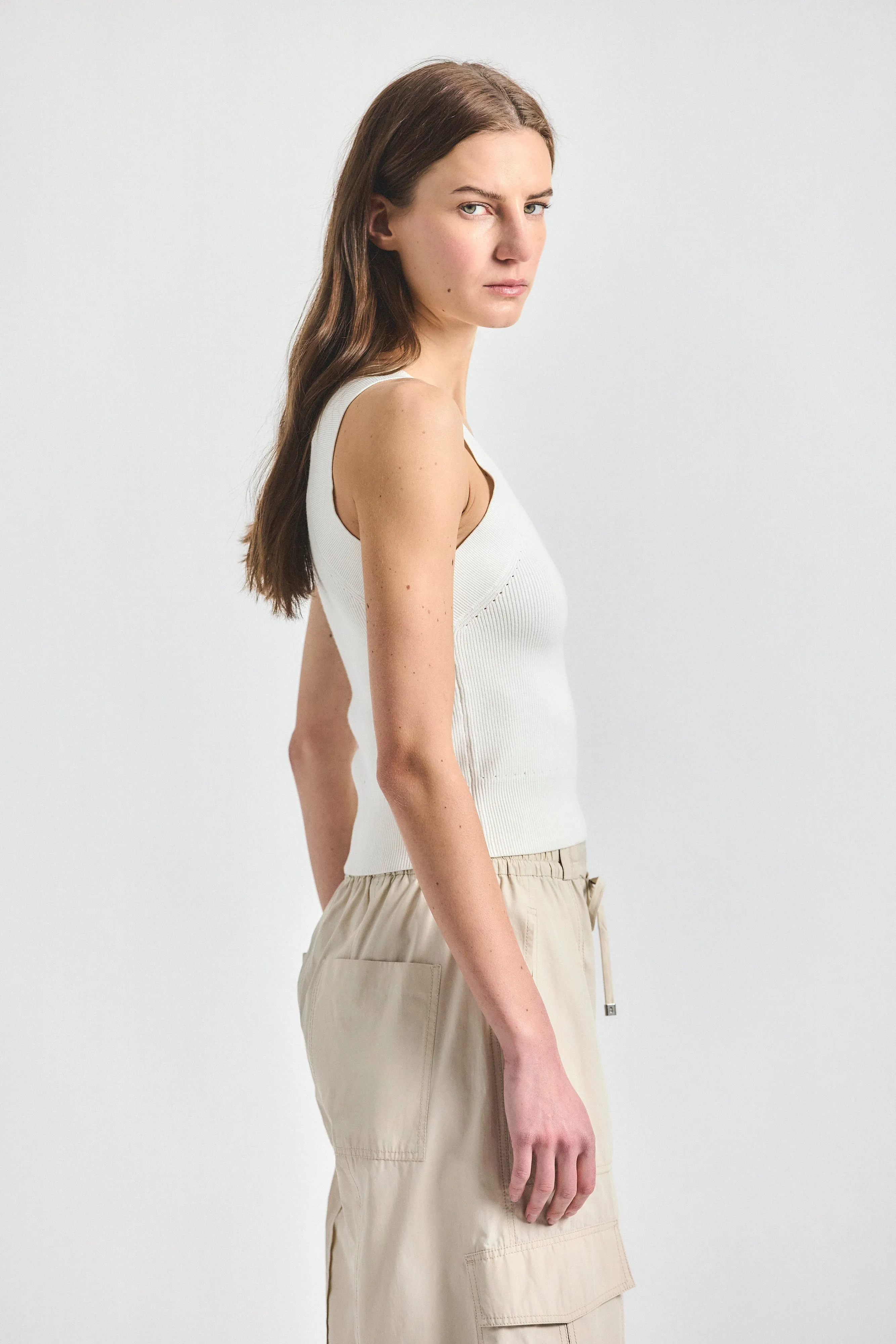 Dakota Compact Knit Tank Top - Marshmallow sold by Derek Lam product image thumbnail 3