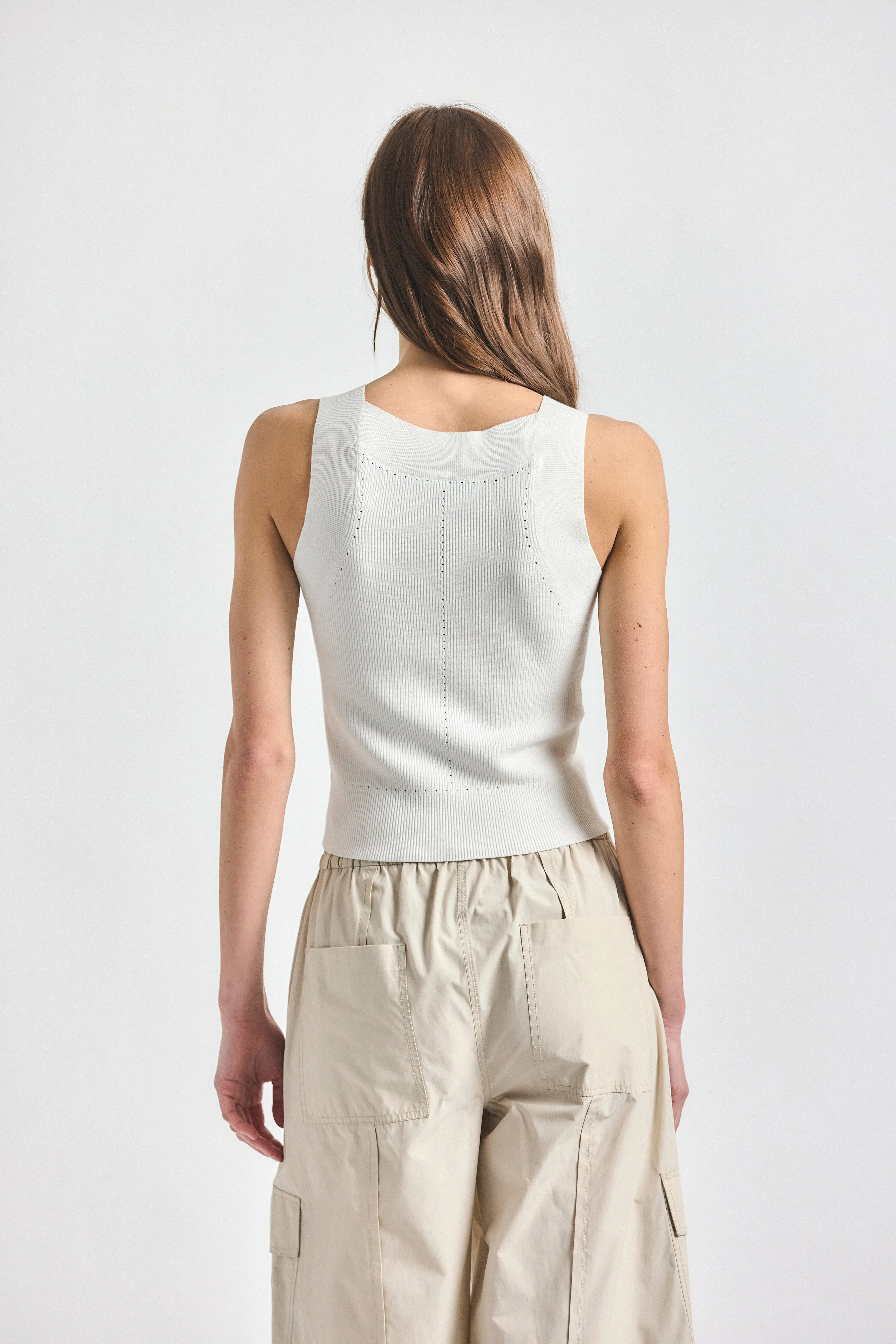 Dakota Compact Knit Tank Top - Marshmallow sold by Derek Lam product image thumbnail 4