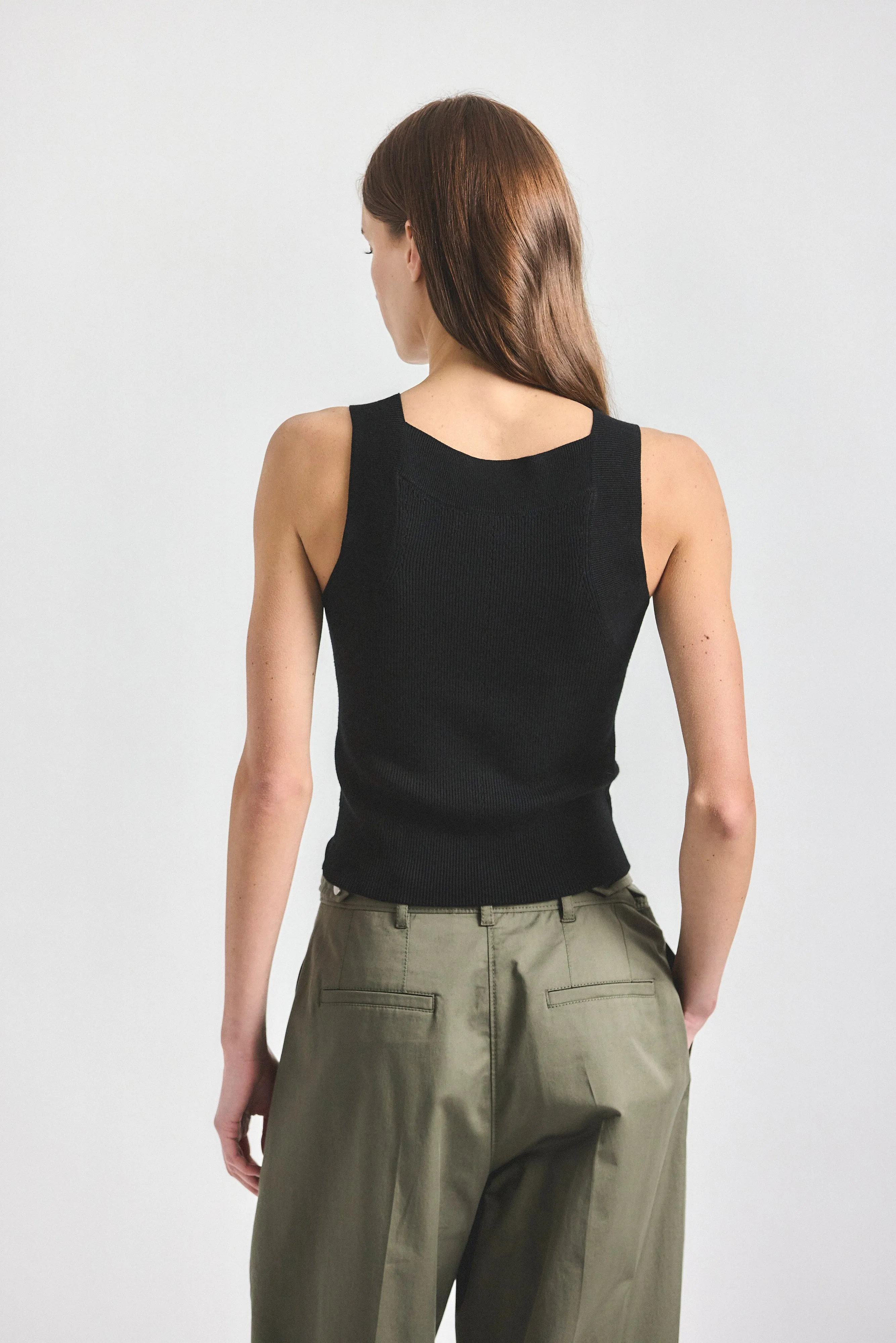 Dakota Compact Knit Tank Top - Black sold by Derek Lam product image thumbnail 4