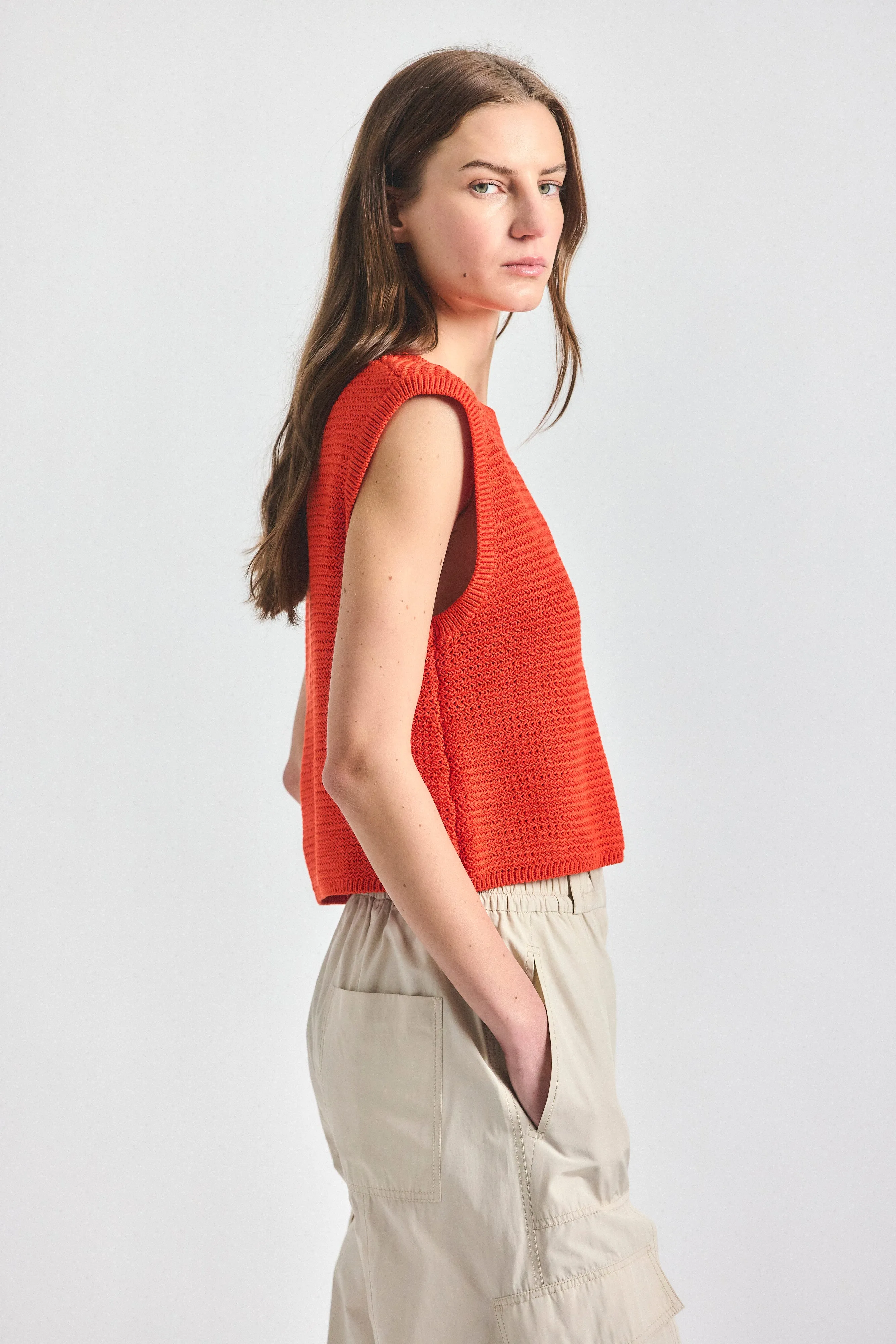 Vivienne Sleeveless Sweater - Tangerine Tango sold by Derek Lam product image thumbnail 3