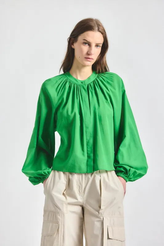 Zoey Balloon Sleeve Top - Online Lime made by Derek Lam