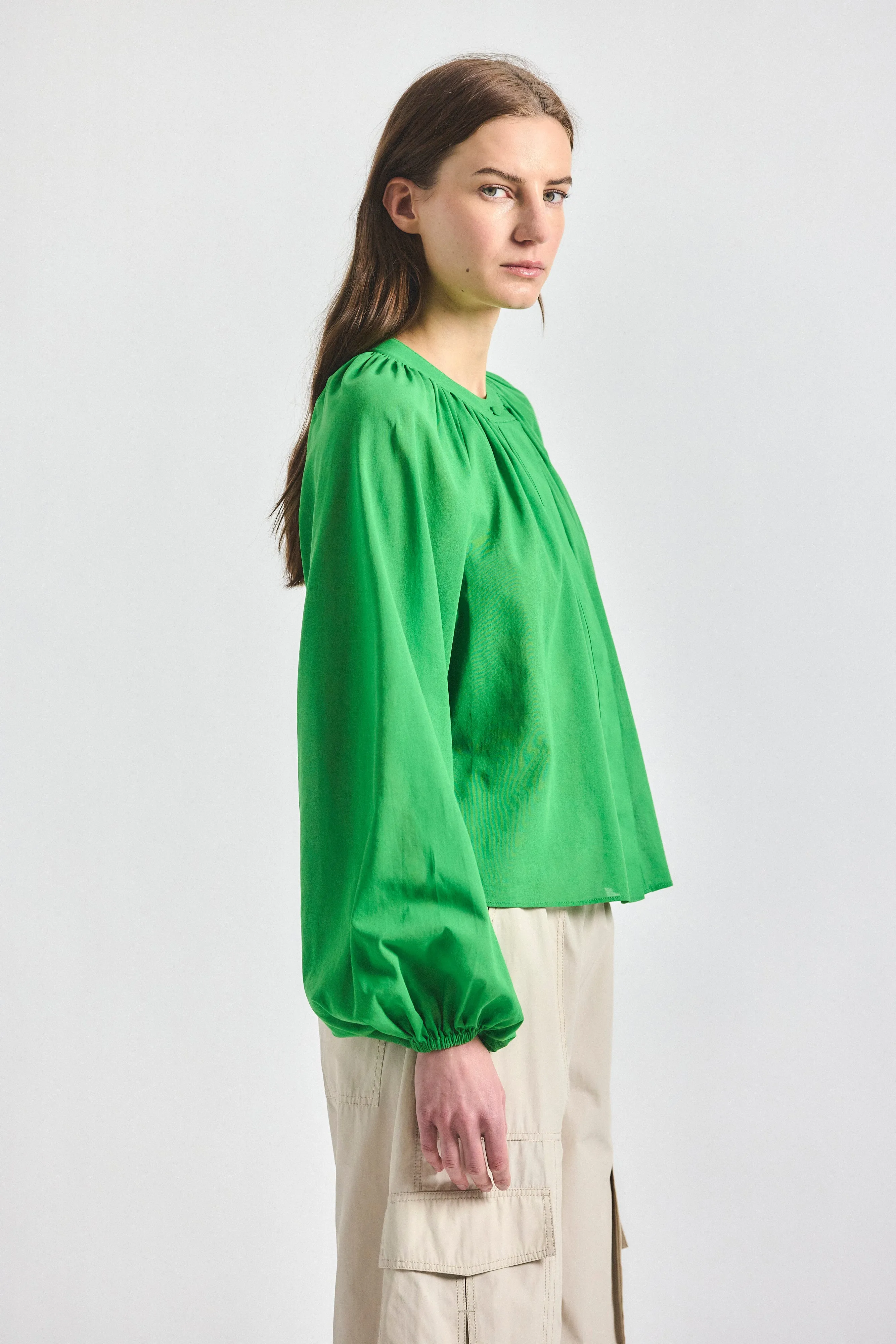 Zoey Balloon Sleeve Top - Online Lime sold by Derek Lam product image thumbnail 3