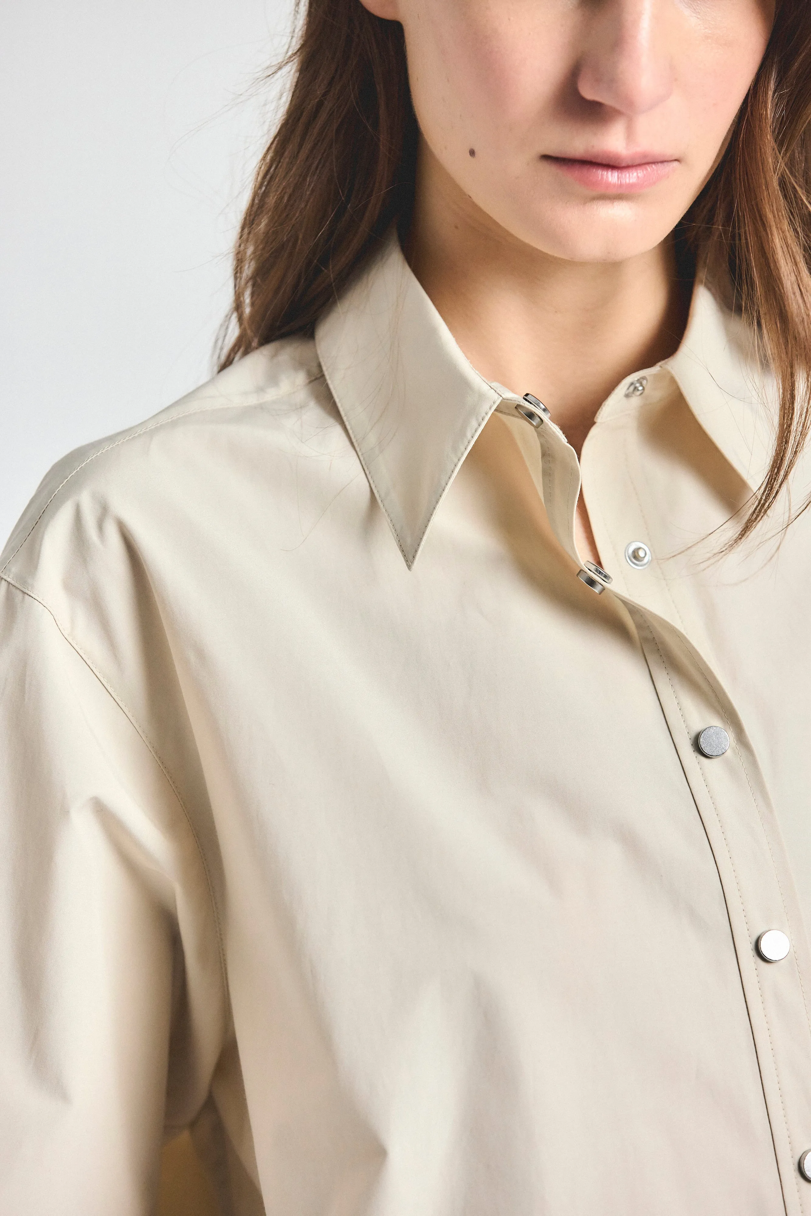 Olivia Cropped Short Sleeve Shirt - Oyster Gray sold by Derek Lam product image thumbnail 2