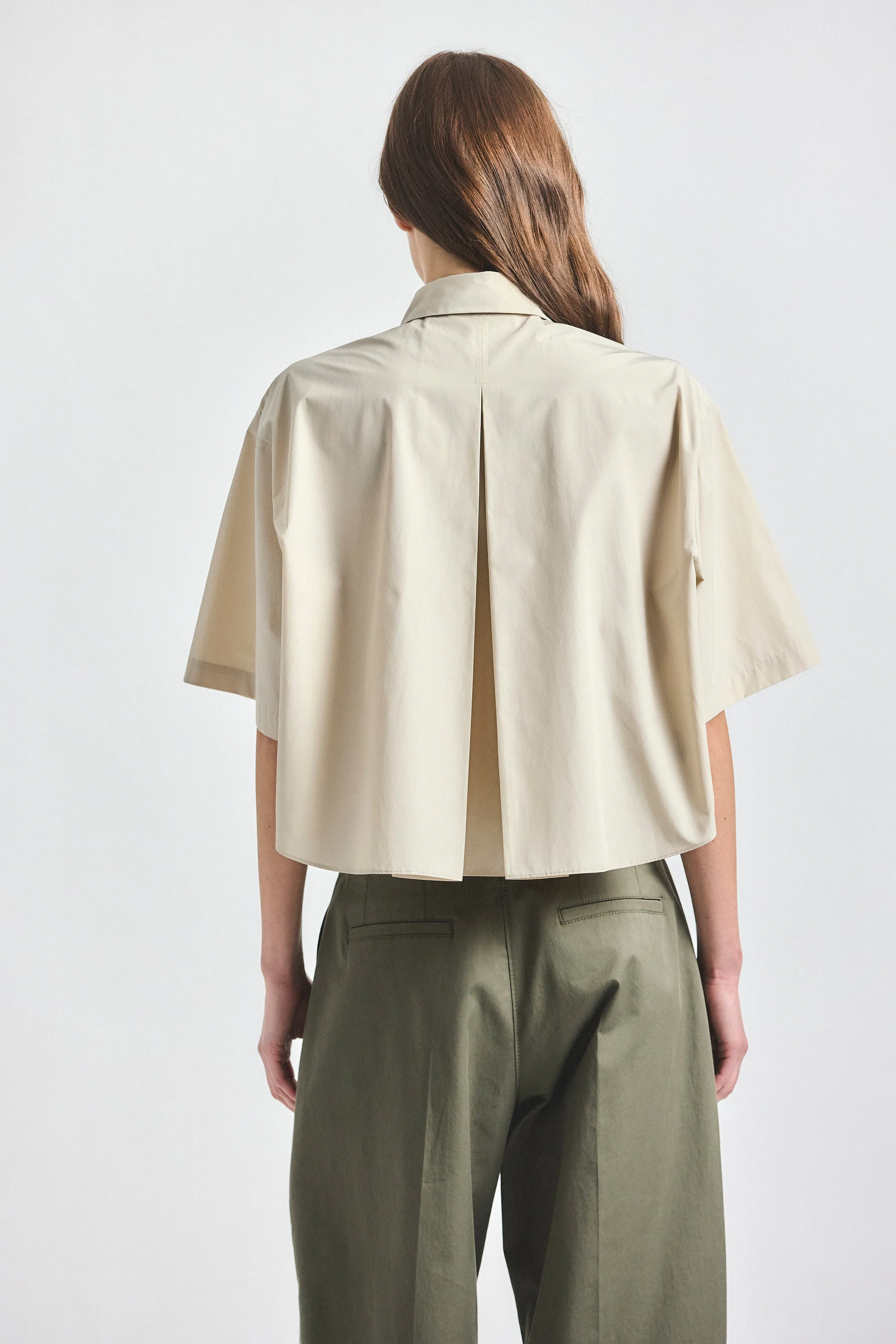 Olivia Cropped Short Sleeve Shirt - Oyster Gray sold by Derek Lam product image thumbnail 4