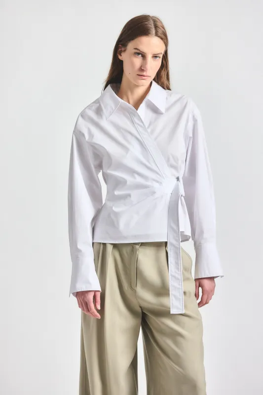 Gavin Wrap Top - White made by Derek Lam