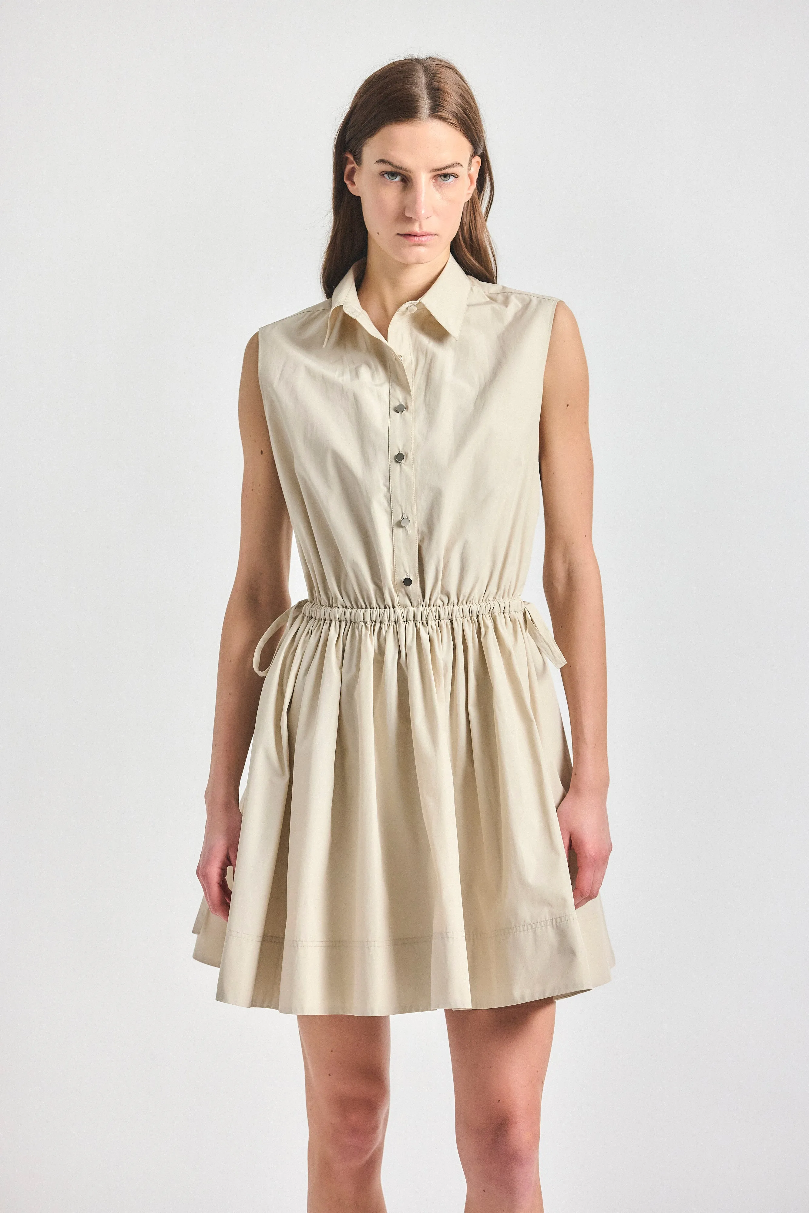 Tristan Shirt Dress - Oyster Gray sold by Derek Lam