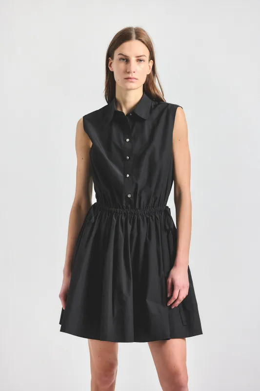 Tristan Shirt Dress - Black made by Derek Lam
