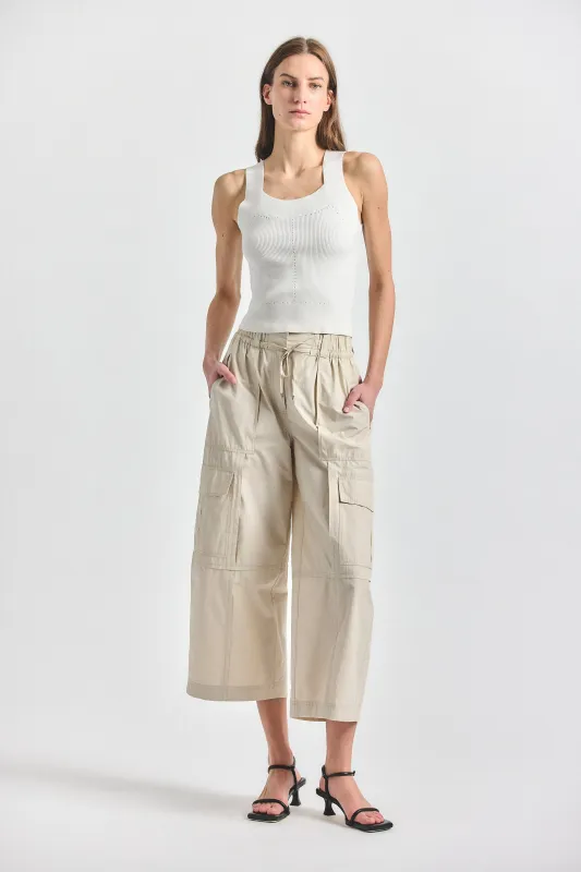 Ruth Cropped Wide Leg Cargo Pant - Oyster Gray made by Derek Lam