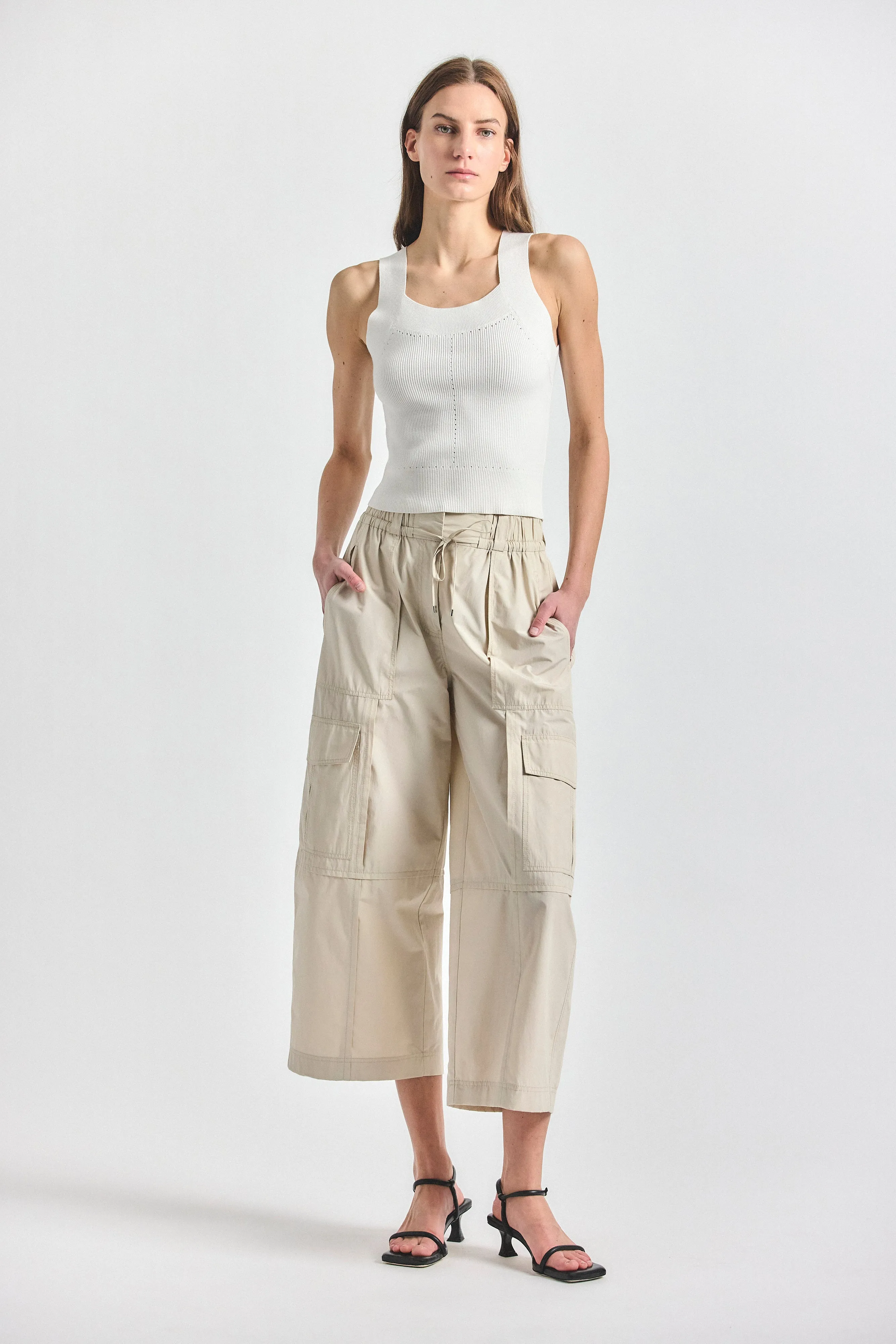 Ruth Cropped Wide Leg Cargo Pant - Oyster Gray sold by Derek Lam