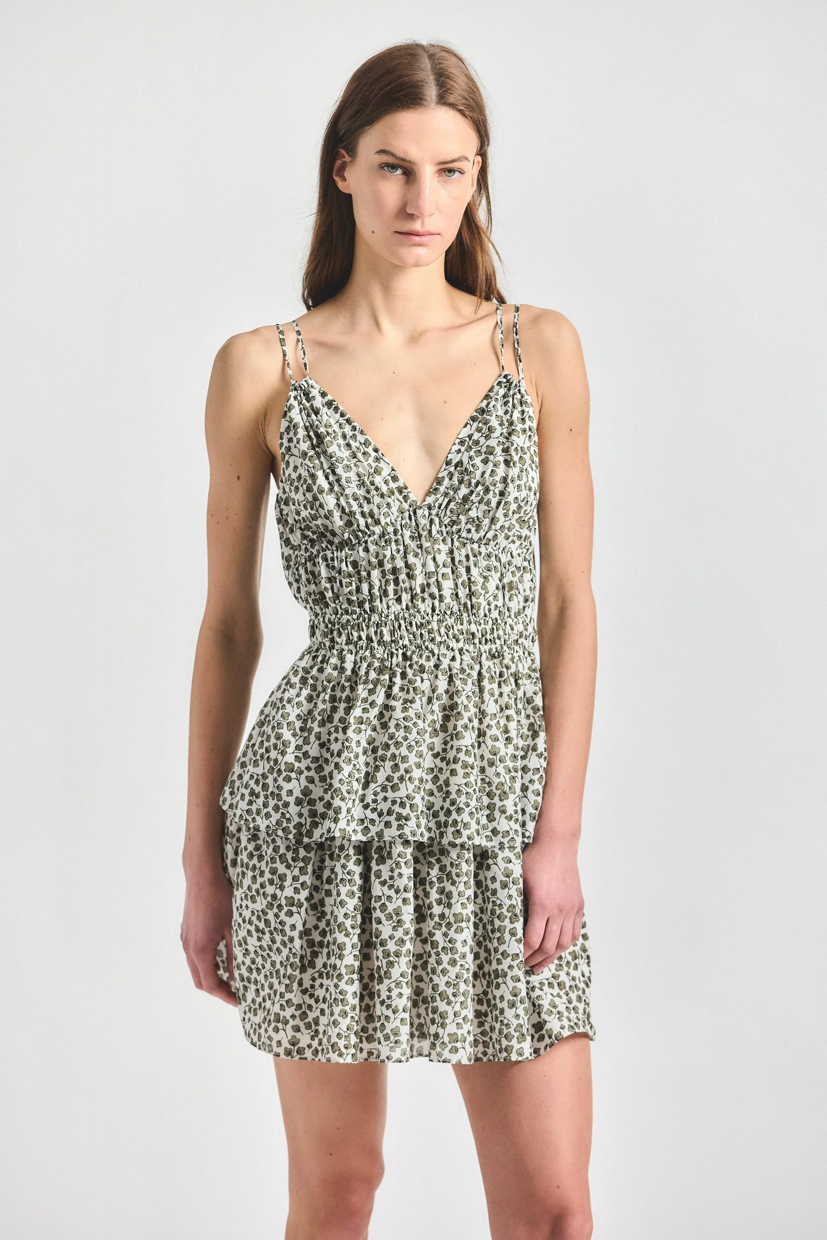 Theodore Layered Mini Dress - Marshmallow/Mermaid sold by Derek Lam