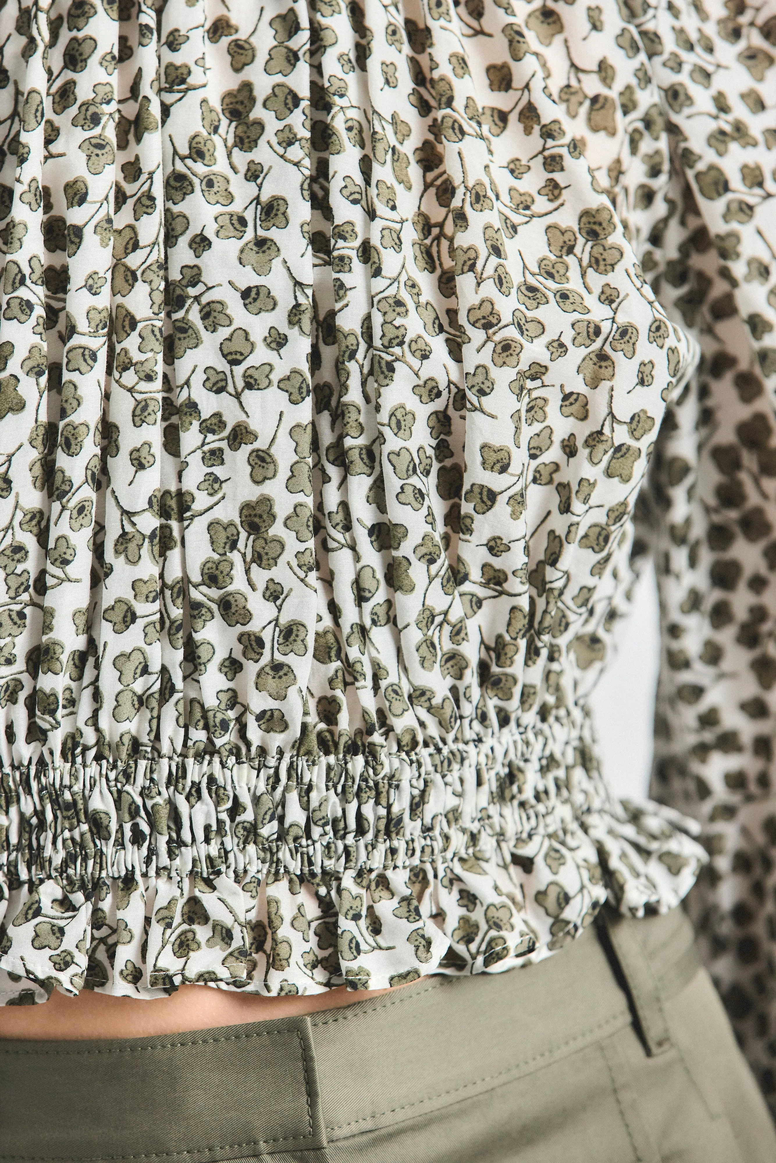 Charlee Bohemian Long Sleeve Top - Marshmallow/Mermaid sold by Derek Lam product image thumbnail 3
