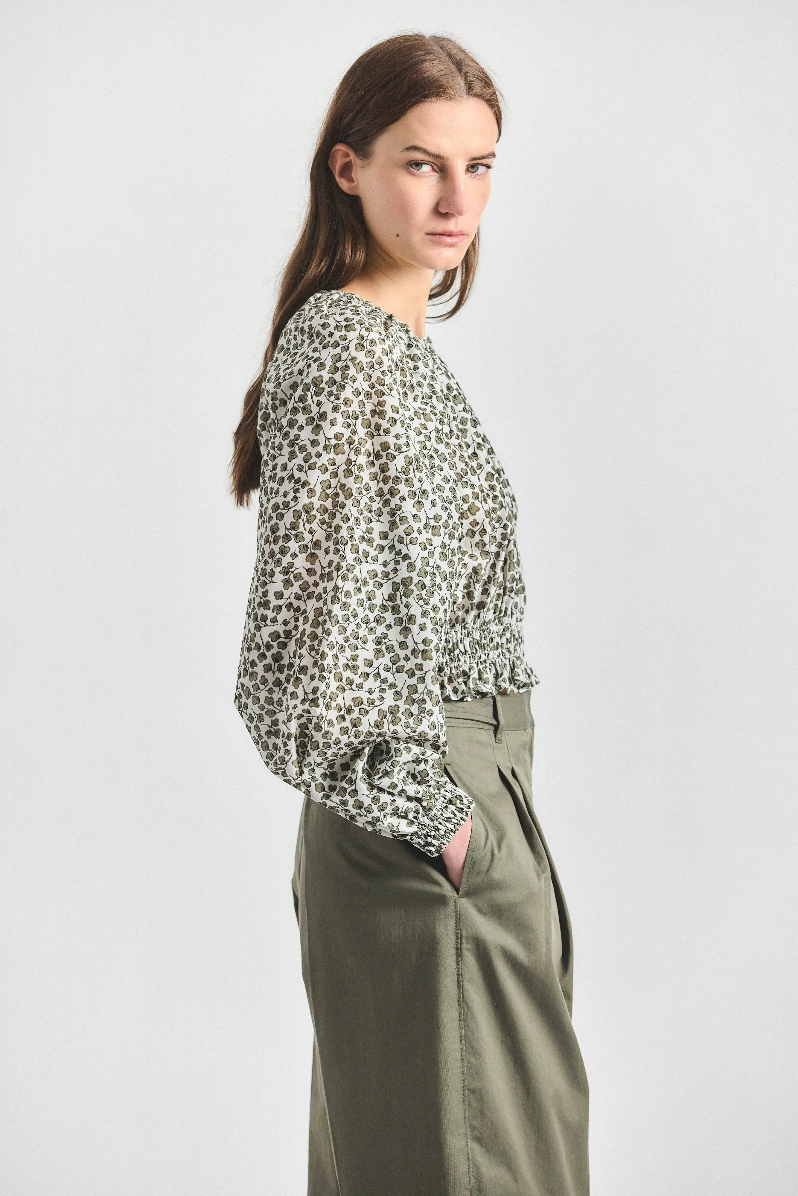 Charlee Bohemian Long Sleeve Top - Marshmallow/Mermaid sold by Derek Lam product image thumbnail 4