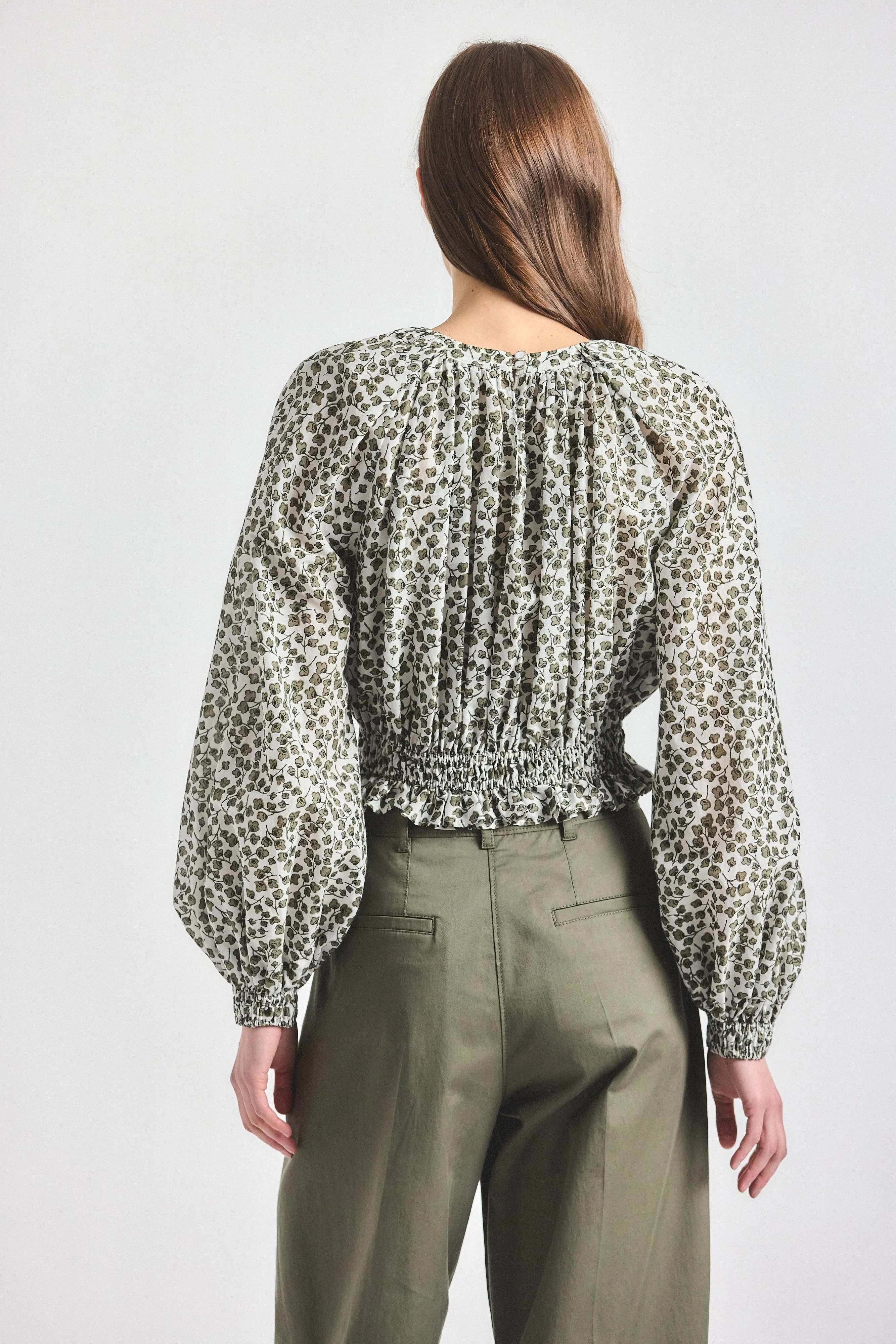 Charlee Bohemian Long Sleeve Top - Marshmallow/Mermaid sold by Derek Lam product image thumbnail 5