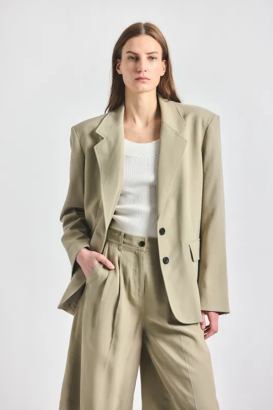 Poppy Oversized  Blazer - Silver Sage made by Derek Lam