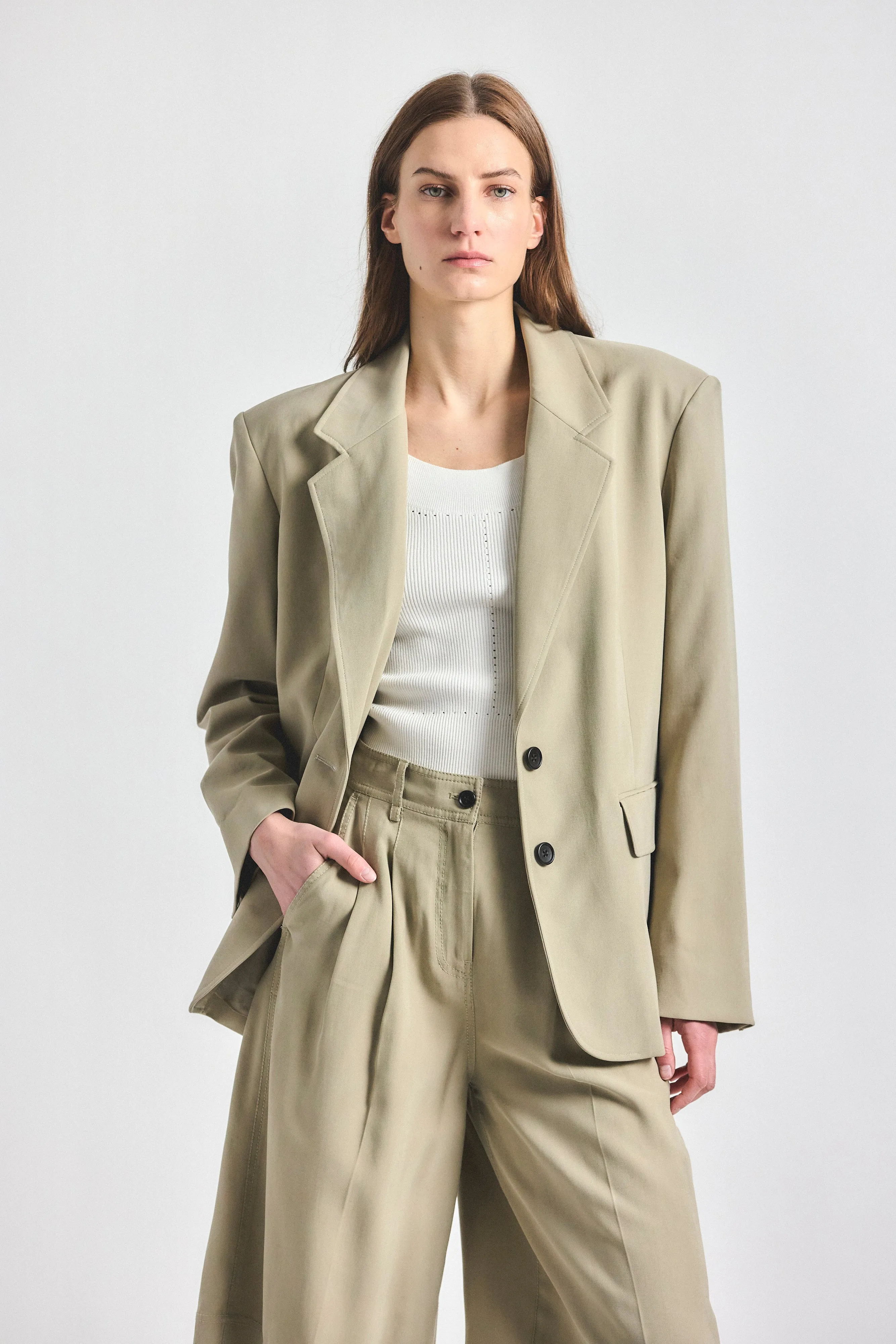 Poppy Oversized Blazer - Silver Sage sold by Derek Lam