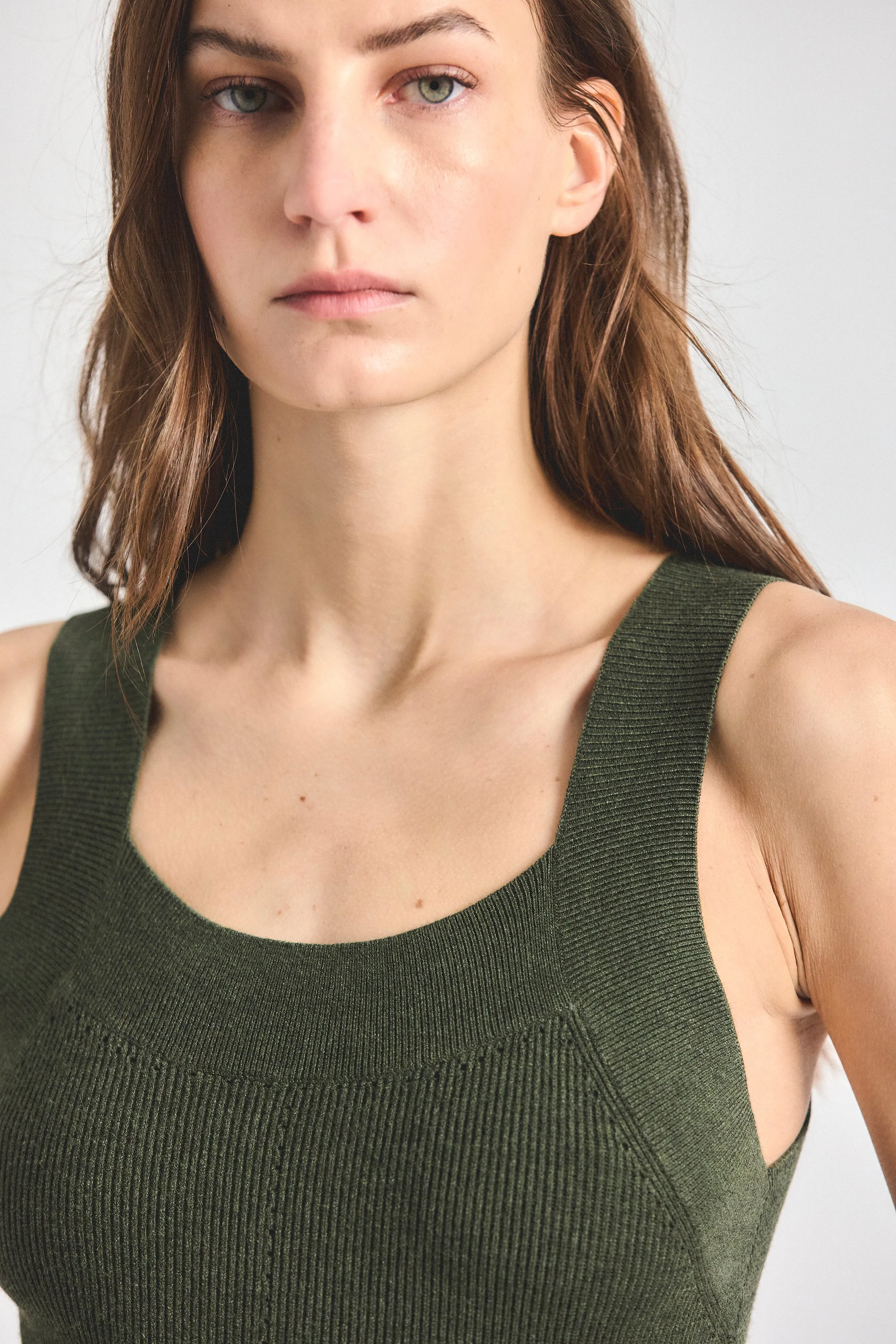 Kamila Compact Knit Tank Dress - Dusty Olive sold by Derek Lam product image thumbnail 3