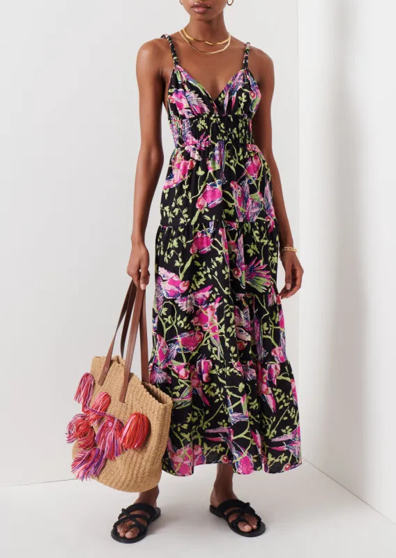 Cecelia Tiered Maxi Dress - Black Multi sold by Derek Lam