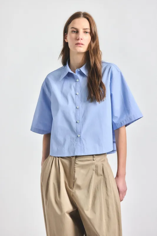 Olivia Short Sleeve Shirt - Light Blue made by Derek Lam