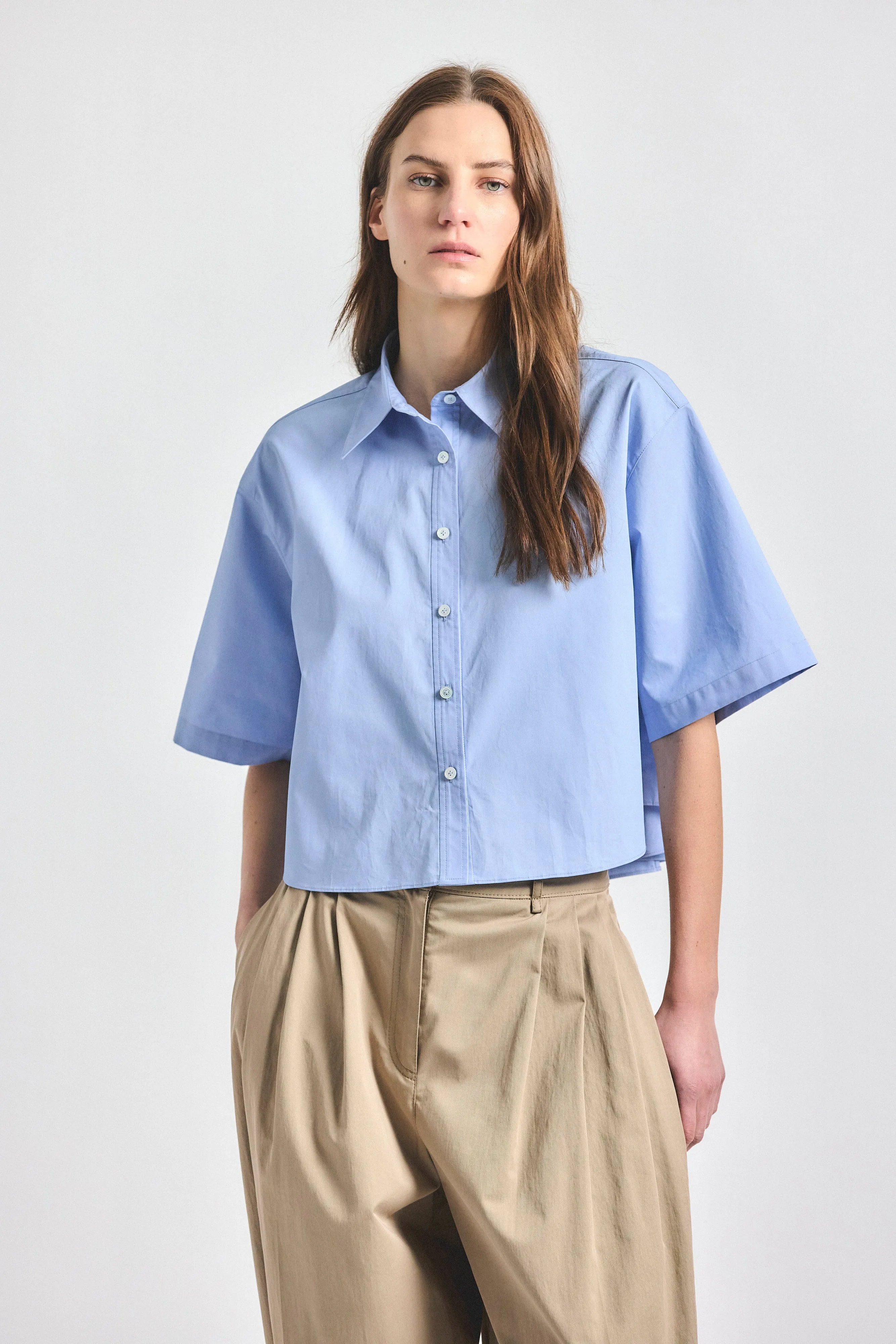 Olivia Short Sleeve Shirt - Light Blue sold by Derek Lam