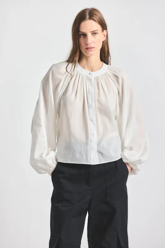 Zoey Balloon Sleeve Top - MARSHMALLOW made by Derek Lam