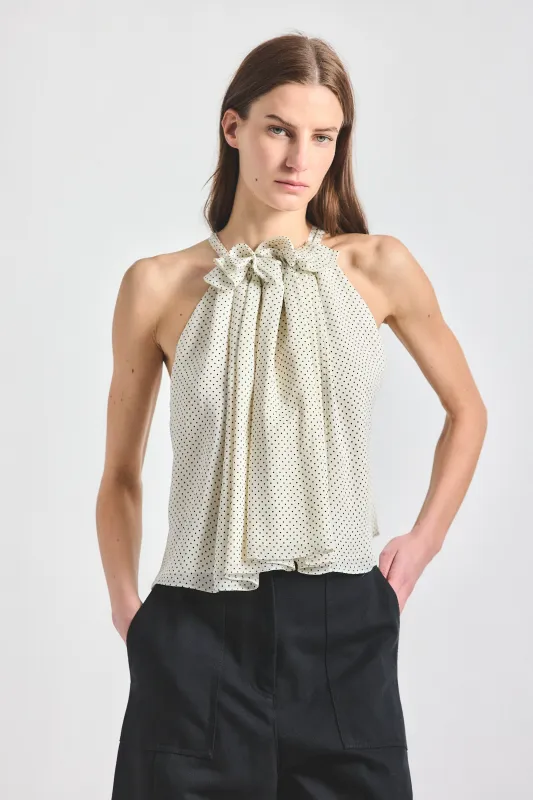 Paisley Trapeze Top - MARSHMALLOW BLACK made by Derek Lam