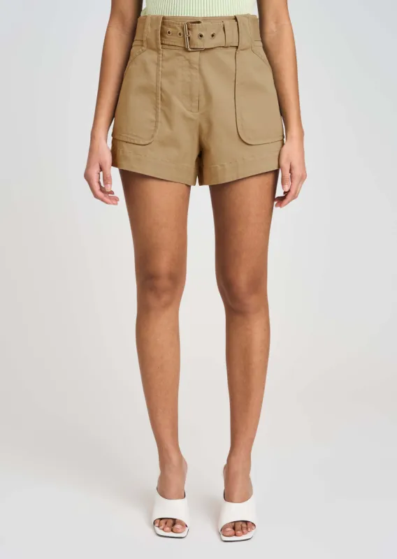 Monterey Belted Shorts - Khaki sold by Derek Lam