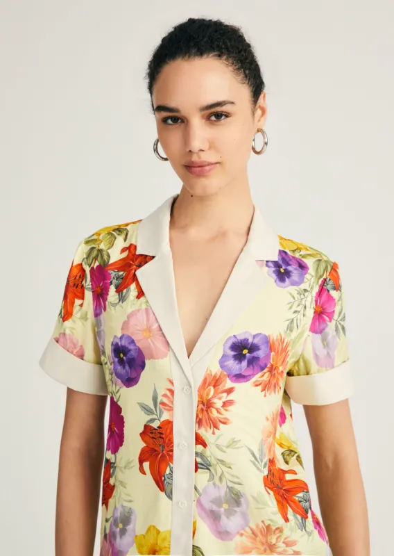 Amina Short Sleeve Button Front Shirt - Sorbet Multi sold by Derek Lam