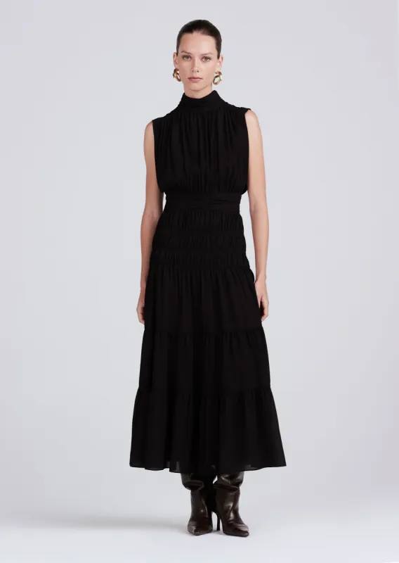 Junia Rouched Sleeveless Midi Dress - Black sold by Derek Lam