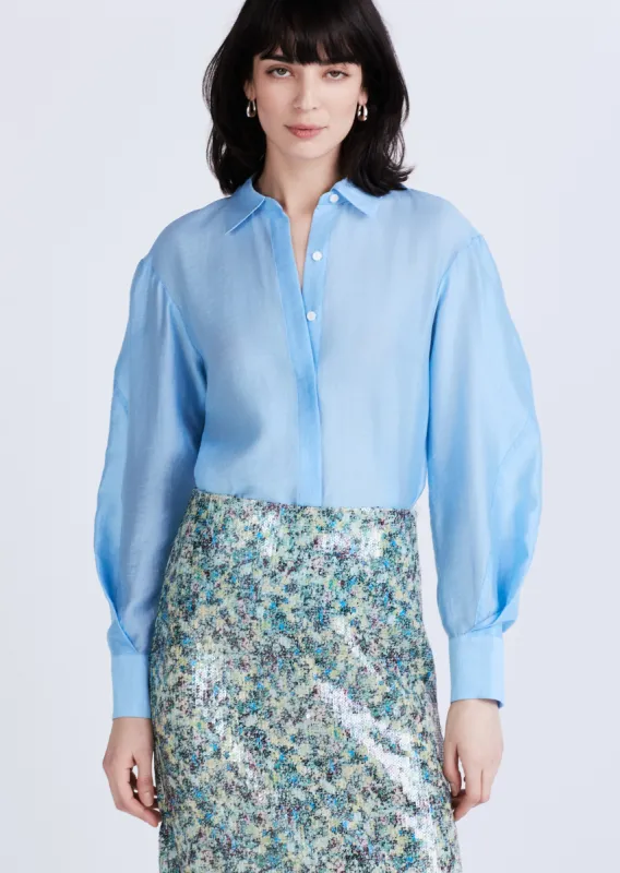 Juni Button Down Blouse - Azure sold by Derek Lam