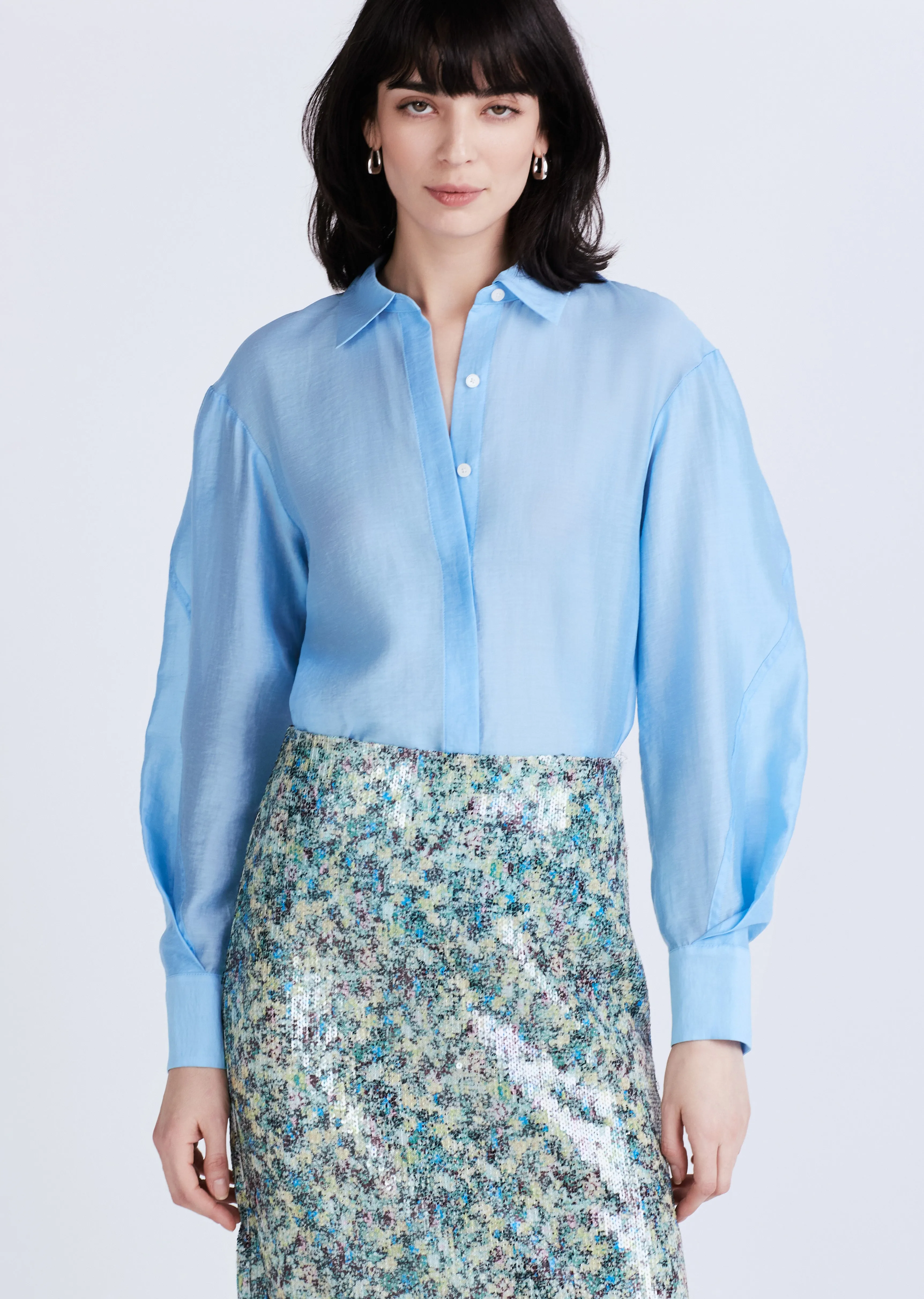 Juni Button Down Blouse - Azure sold by Derek Lam
